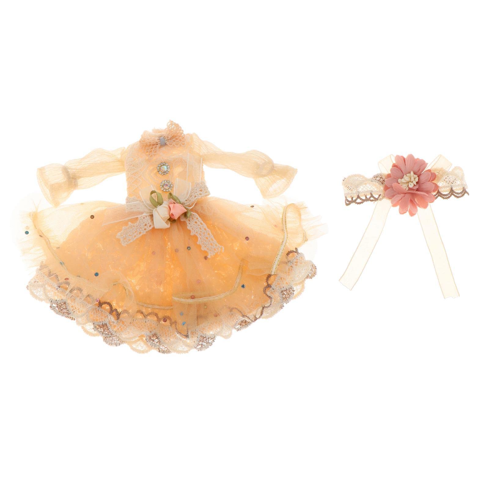 12 Inch Doll Clothes Set - Handmade 1/6 Scale Doll Dresses & Accessories for Girls, Elegant Party Dress in Champagne Color | Perfect for Blythe, Barbie & American Girl Dolls | Birthday Gifts & Collectibles