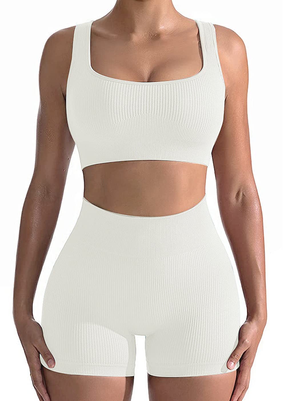 Seamless 2-Piece Workout Sets for Women - Sexy One Shoulder Sports Bra & High Waist Yoga Shorts | Gym, Running & Yoga Outfits