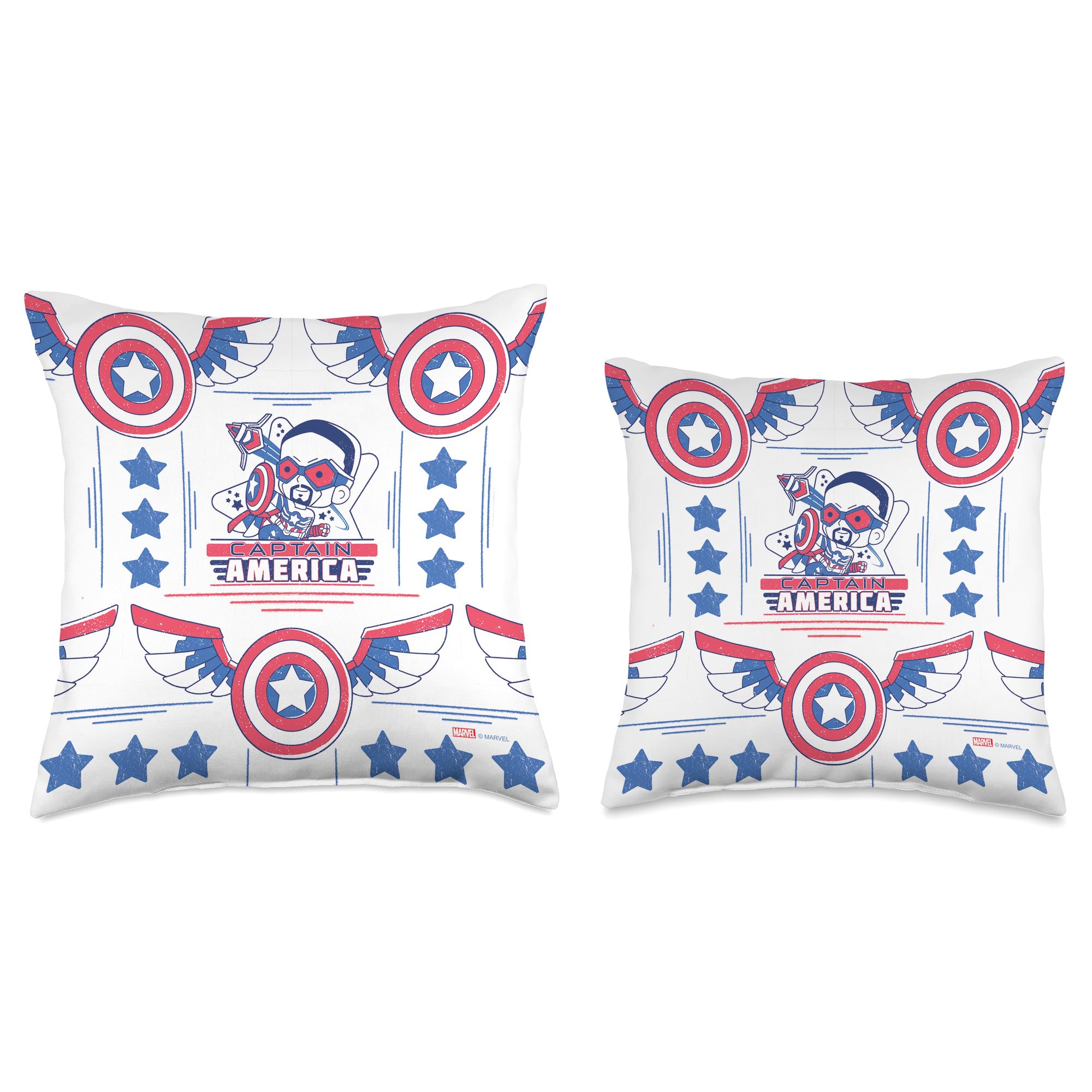 Marvel Avengers Cartoon Sam Wilson Captain America Throw Pillow - Soft Decorative Cushion for Sofa, Bed, Office & Superhero Fan Gifts