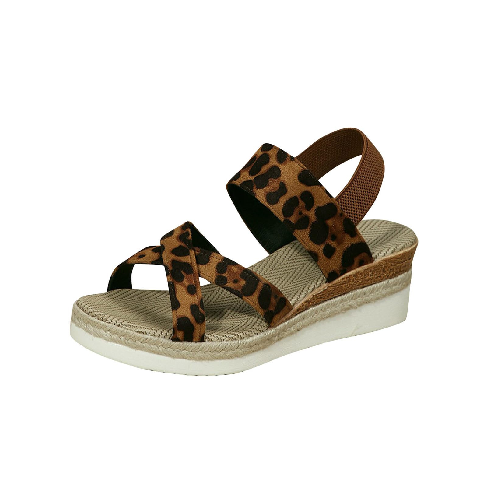 Oelaio Women's Summer Wedge Sandals - Roman Fish Mouth Dressy Sandals for Women, Size 36 in Brown | Comfortable & Stylish for Beach, Party & Casual Outings