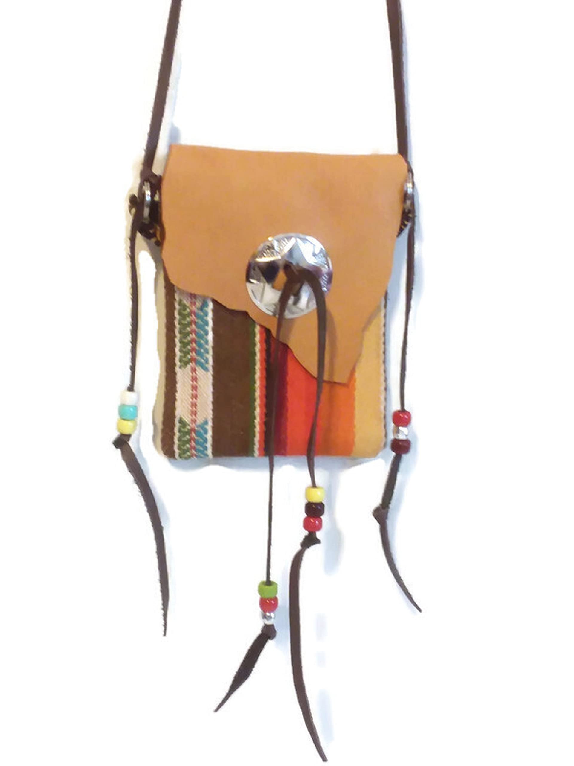 Authentic Native American Style Medicine Bag Necklace - Handmade Leather Pouch with Adjustable Cord for Spiritual Healing, Smudging & Crystal Storage | Perfect for Rituals, Meditation & Boho Fashion Accessories