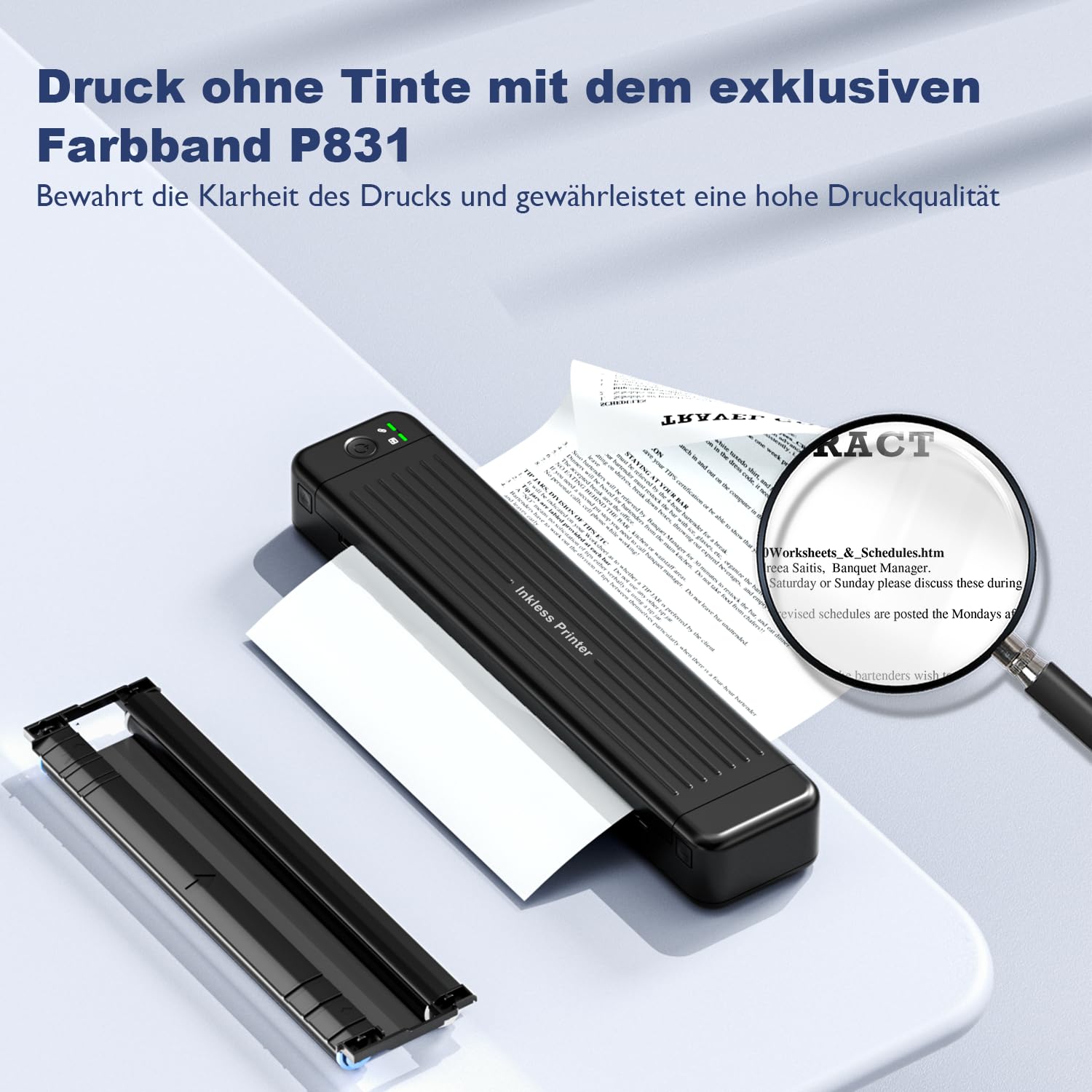 PhoFuta Portable Bluetooth Thermal Printer 300 DPI - Mini Wireless Printer for iPhone & Android, Compatible with 5.8-8.5