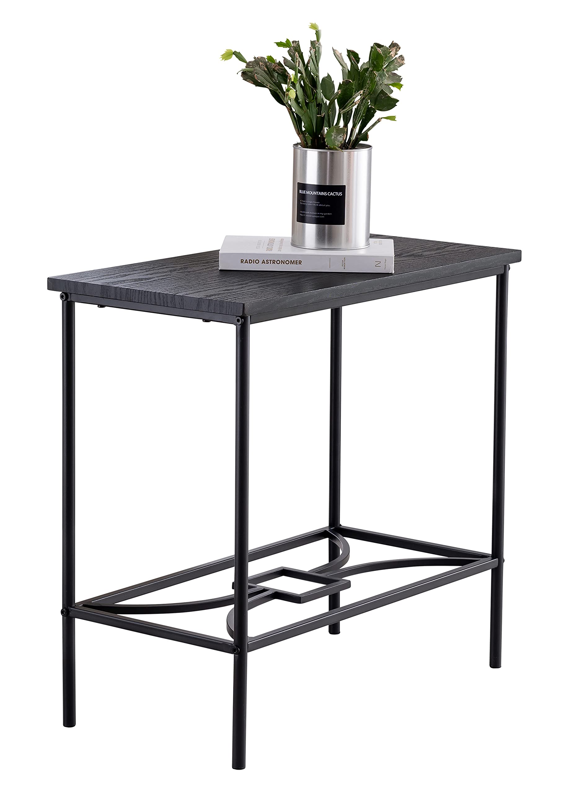Kings Brand Furniture - Launt Side Accent Table, Black Metal & Wood End Table for Living Room, Bedroom, or Office - Modern Small Side Table with Sturdy Metal Frame & Wooden Top