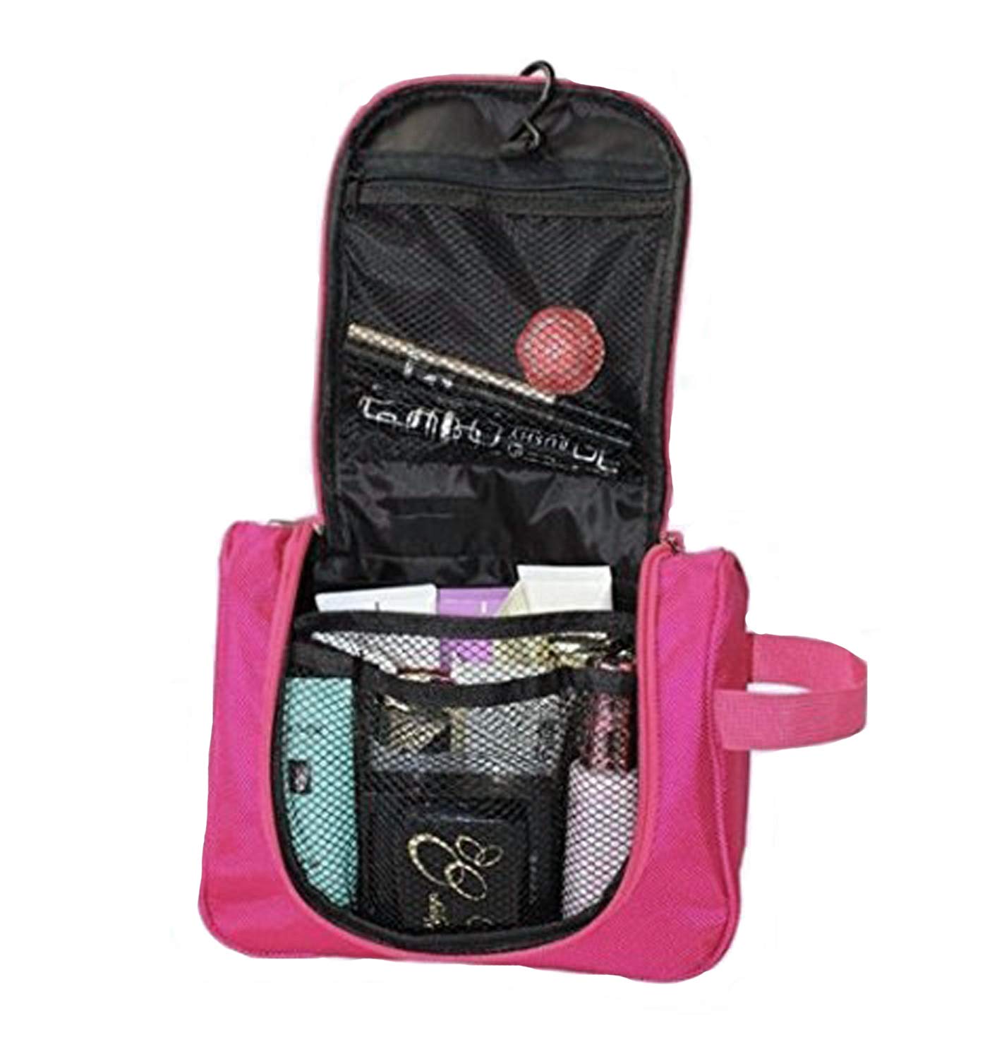 Heart Home Canvas Toiletry Travel Bag for Men & Women - Waterproof Cosmetic Makeup Organizer Pouch with Shaving Kit (Magenta) - Perfect for Gym, Travel & Daily Use - HEART2599