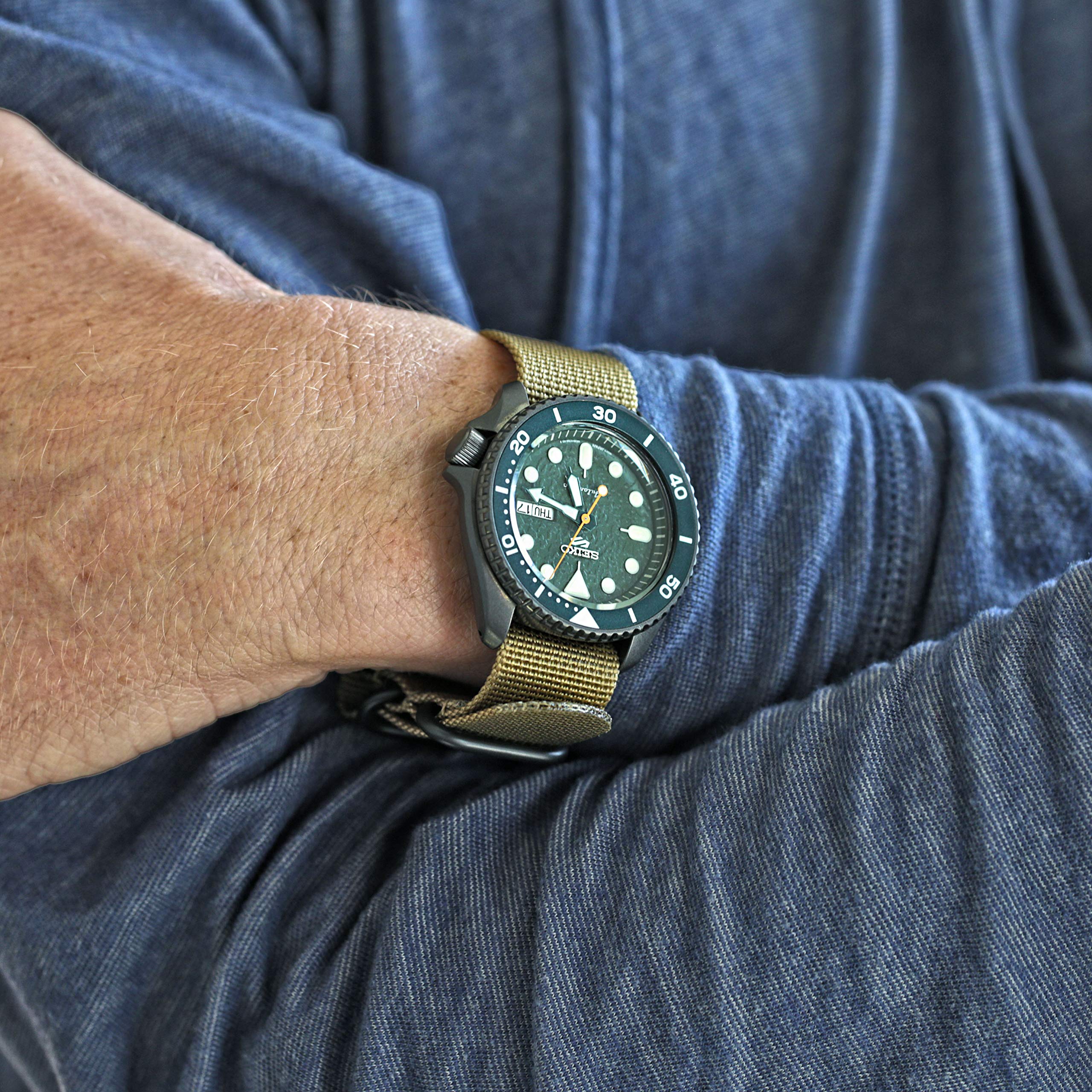 Military Watch Strap 26mm Ballistic Nylon - Sand PVD Buckle for Outdoor & Tactical Use