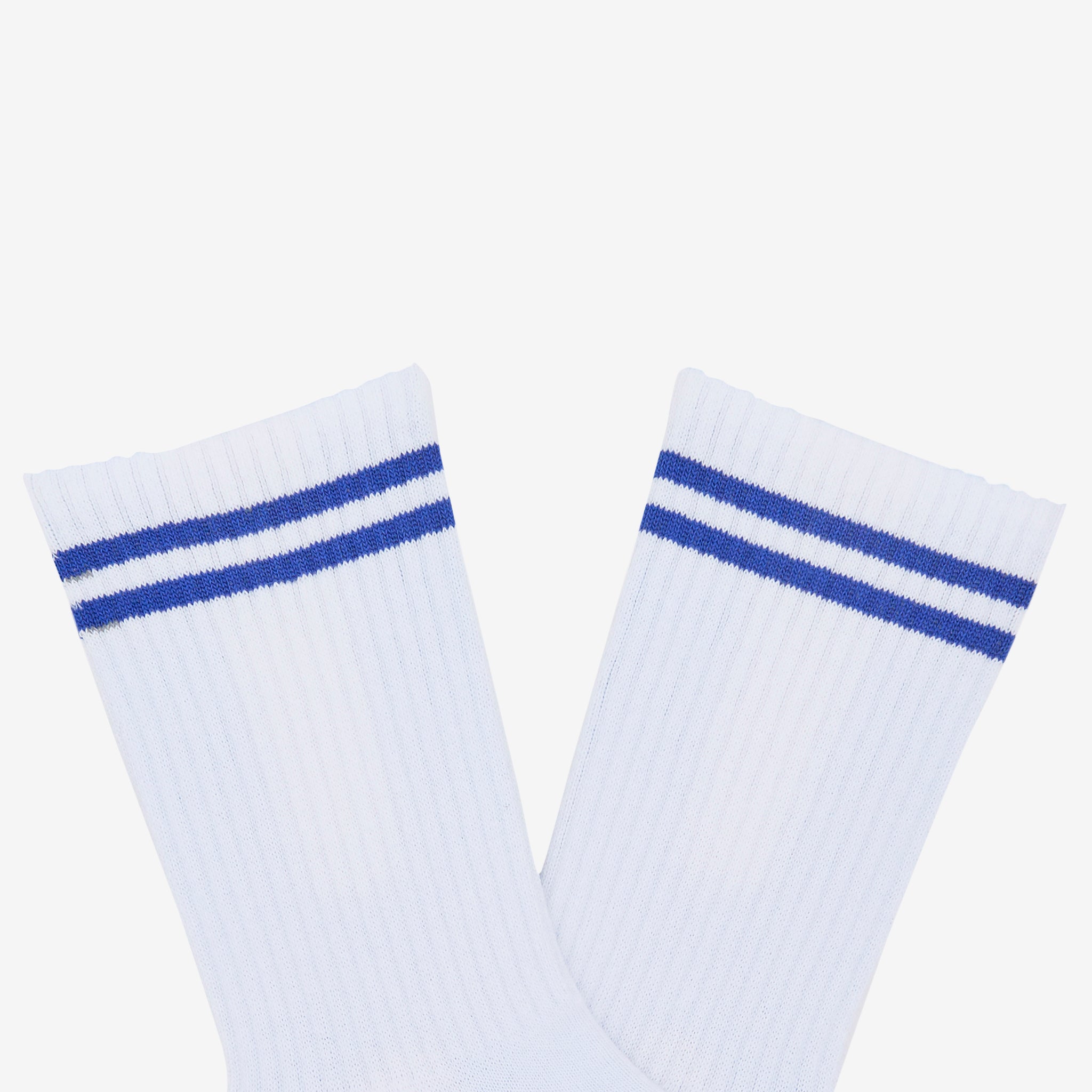 2 Stripes Rib Socks for Men & Women - Comfortable Cotton Blend Ankle Socks in White & Blue | Perfect for Running, Gym, and Everyday Wear