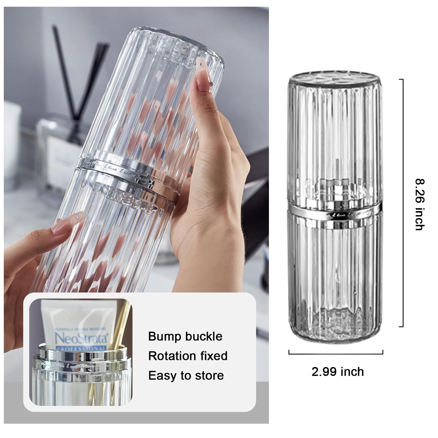 Portable Travel Toothbrush Holder with Toothpaste Container - Large Waterproof Toothbrush Case for Camping, Business Trips & School - Compact Bathroom Organizer for On-the-Go Oral Care