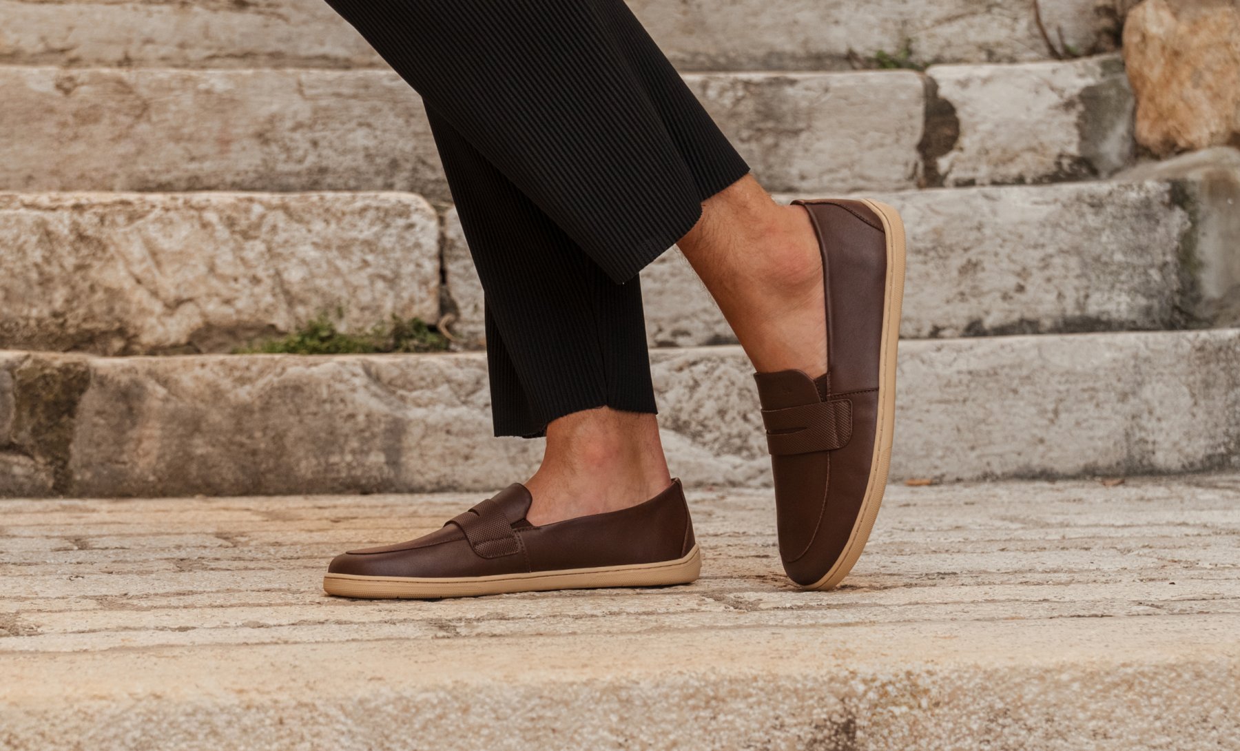 Barefoot Moccasins for Men & Women - Be Lenka Buena Soft Leather Minimalist Shoes in Dark Brown & Beige | Comfortable House Slippers, Indoor/Outdoor Walking Shoes for Home, Office & Travel