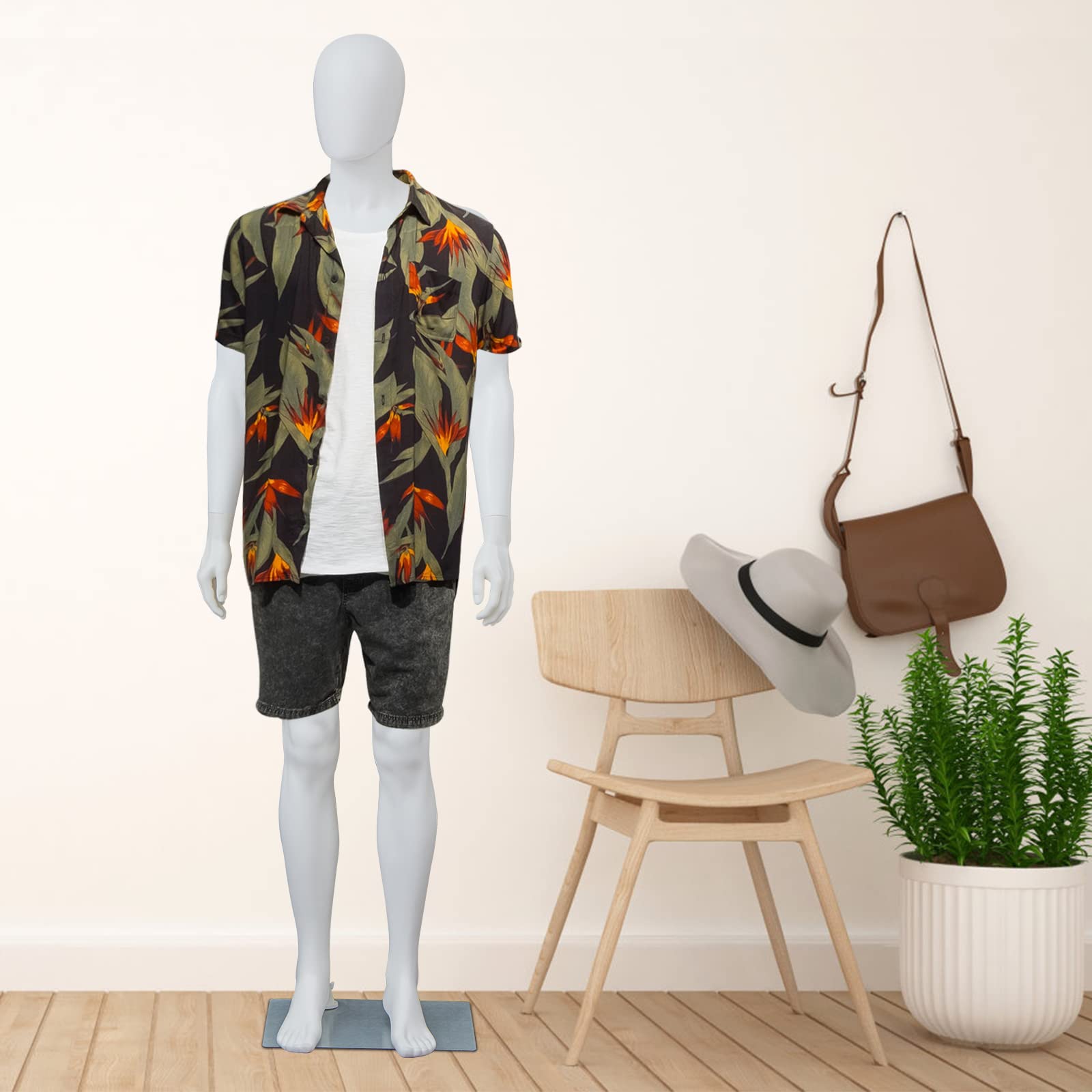6 FT Male Mannequin with Adjustable Stand & Metal Base - Full Body Posable Dress Form for Window Display, Retail Store, Fashion Show & Photography (White)