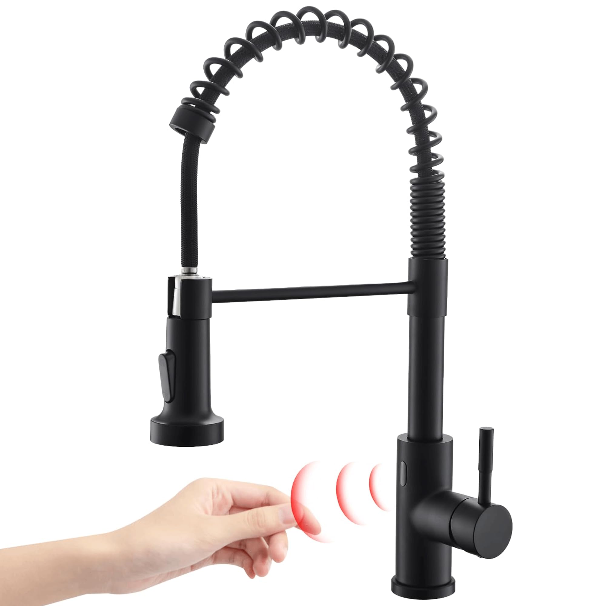 Smart Touchless Kitchen Faucet with Pull-Down Sprayer - Matte Black for Modern Sinks