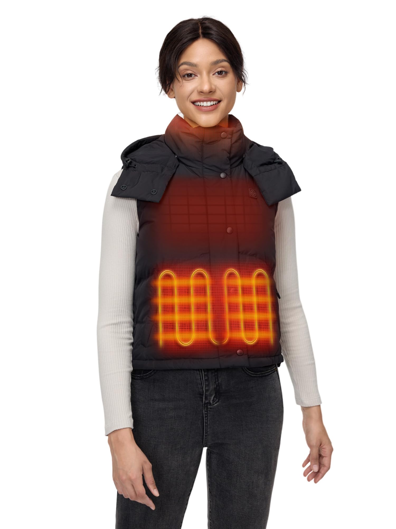 ORORO Women's Heated Puffer Vest with Rechargeable Battery - Lightweight Down Cropped Jacket for Winter Warmth | Perfect for Outdoor Activities, Commuting & Cold Weather Fashion
