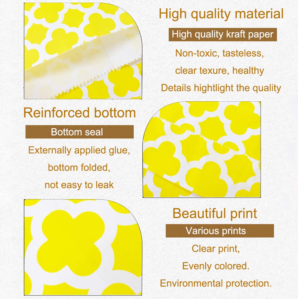 KEYYOOMY 200 Pcs Yellow Polka Dot Candy Buffet Bags - 5x7 Inch Small Cookie & Treat Bags for Wedding, Birthday Party Favors - Perfect for Candy Buffets, Dessert Tables, and Party Decorations