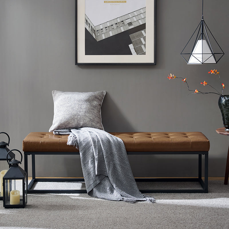 Amparo Mid Century Modern Bench with Sturdy Metal Base - Perfect for Living Room, Bedroom, or Entryway Seating
