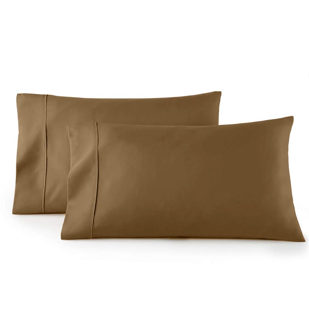 Royal Tradition 100% Cotton 300 Thread Count Pillow Cases - Set of 2 (Standard/Queen Size, Taupe) - Ultra Soft Bedding for Luxury Comfort - Perfect for Master Bedroom, Guest Room & Hotel Use