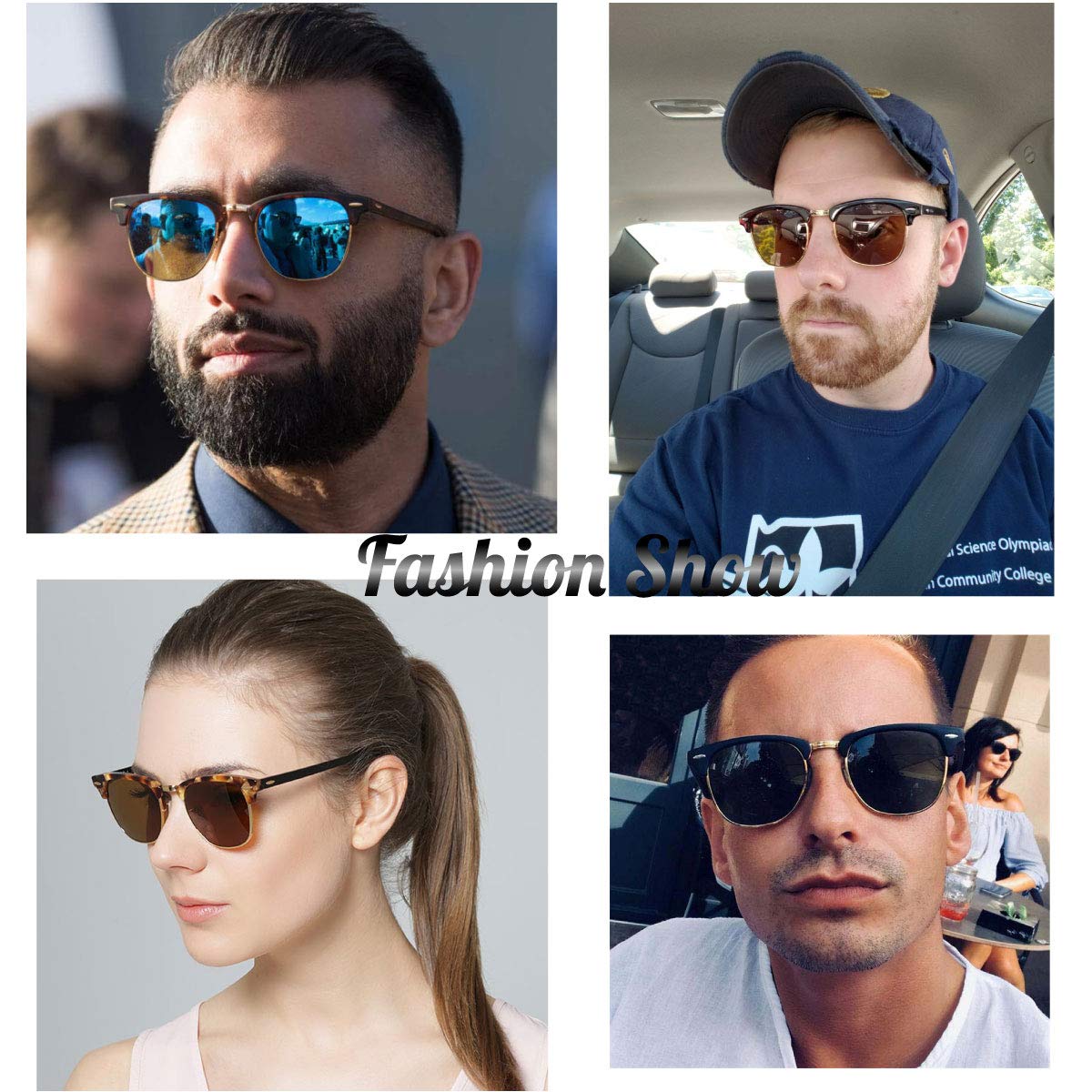 Dollger Polarized Browline Sunglasses for Men & Women - Classic Semi-Rimless Retro Frame with UV 400 Protection - Perfect for Driving, Beach, and Outdoor Activities