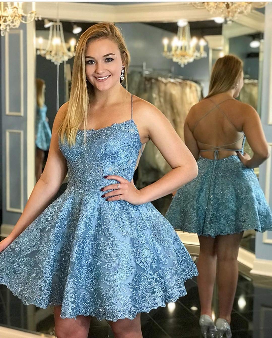 JAEDEN Short Lace Homecoming Dresses 2024 | Backless Prom Dress for HOCO | Perfect for School Dances, Parties & Special Occasions