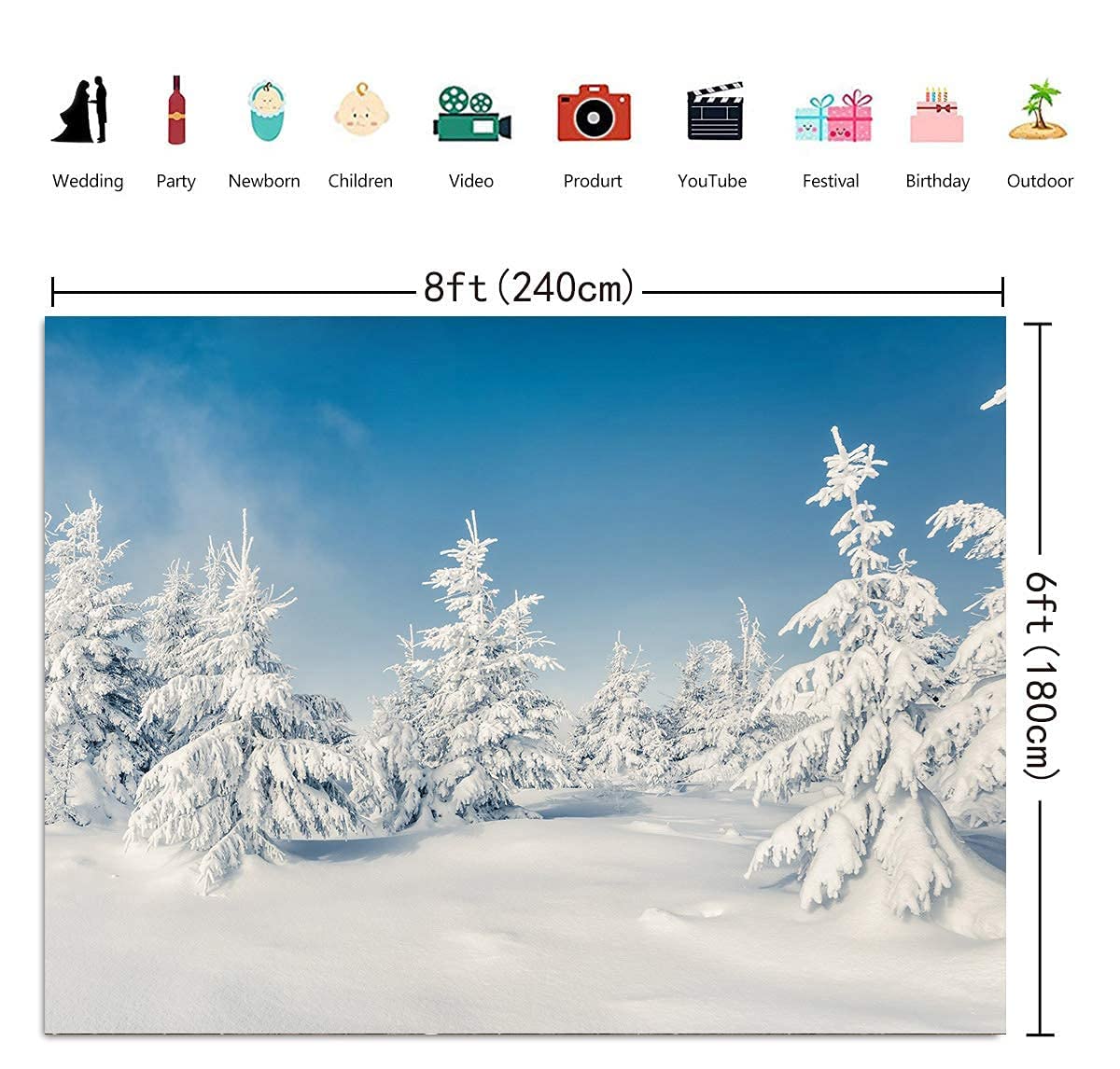 8x6FT Winter Christmas Backdrop - Natural Snowy Forest with Snowflakes & Snowfall for Xmas Party, Home Decor, Photo Studio Props | Perfect for Holiday Photos, Festive Decorations & Seasonal Events