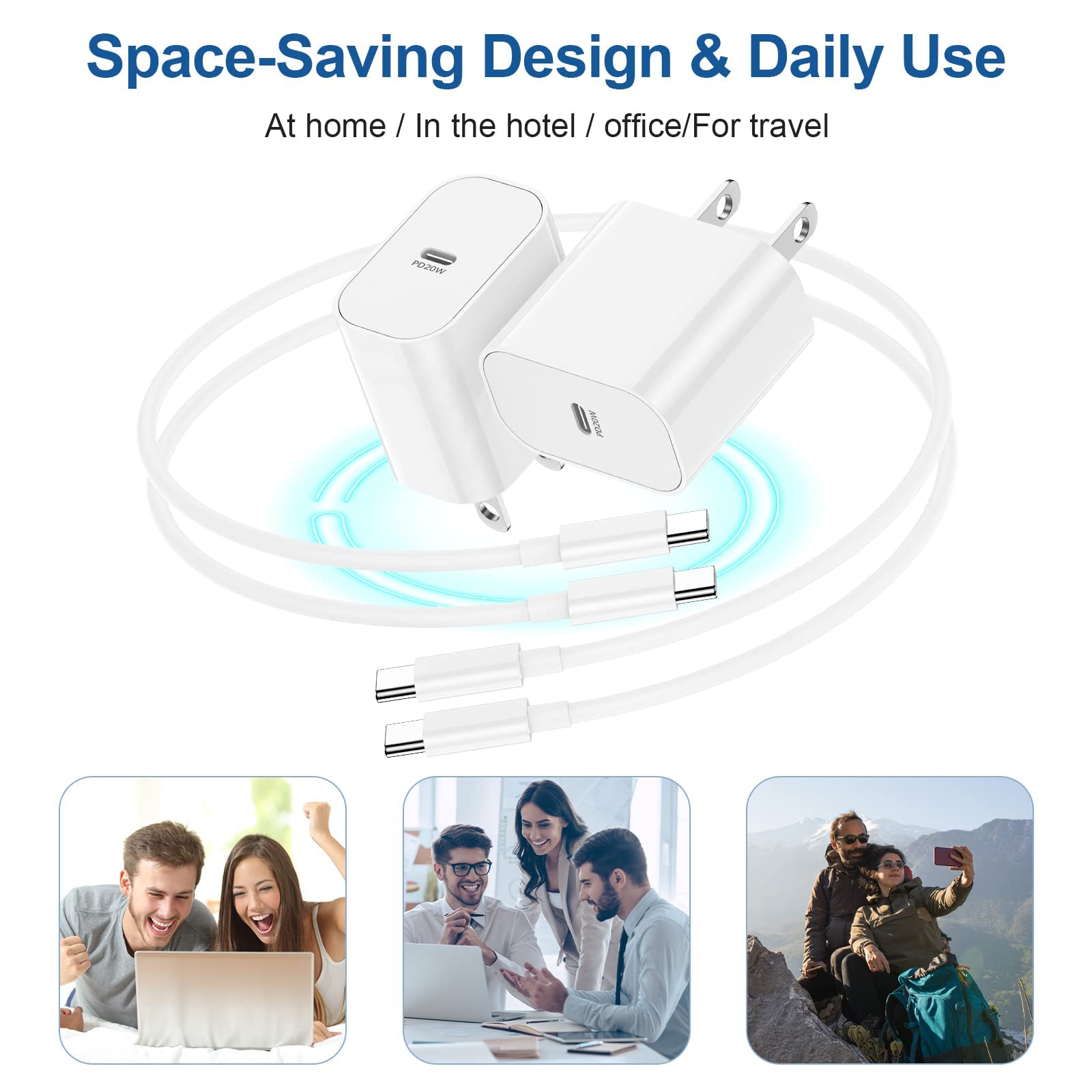 20W USB-C Fast Charger & 10ft USB-C to USB-C Cable for iPad Pro 12.9/11/10.9 (2022-2018), iPad Air 5/4, iPad Mini 6 - Fast Charging Block with Wall Adapter - Perfect for Home, Office & Travel