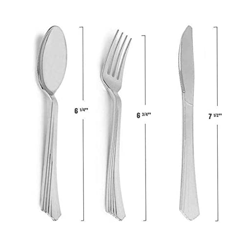 Premium Shiny Metallic Silver Plastic Cutlery Set - 600 Forks (6.75