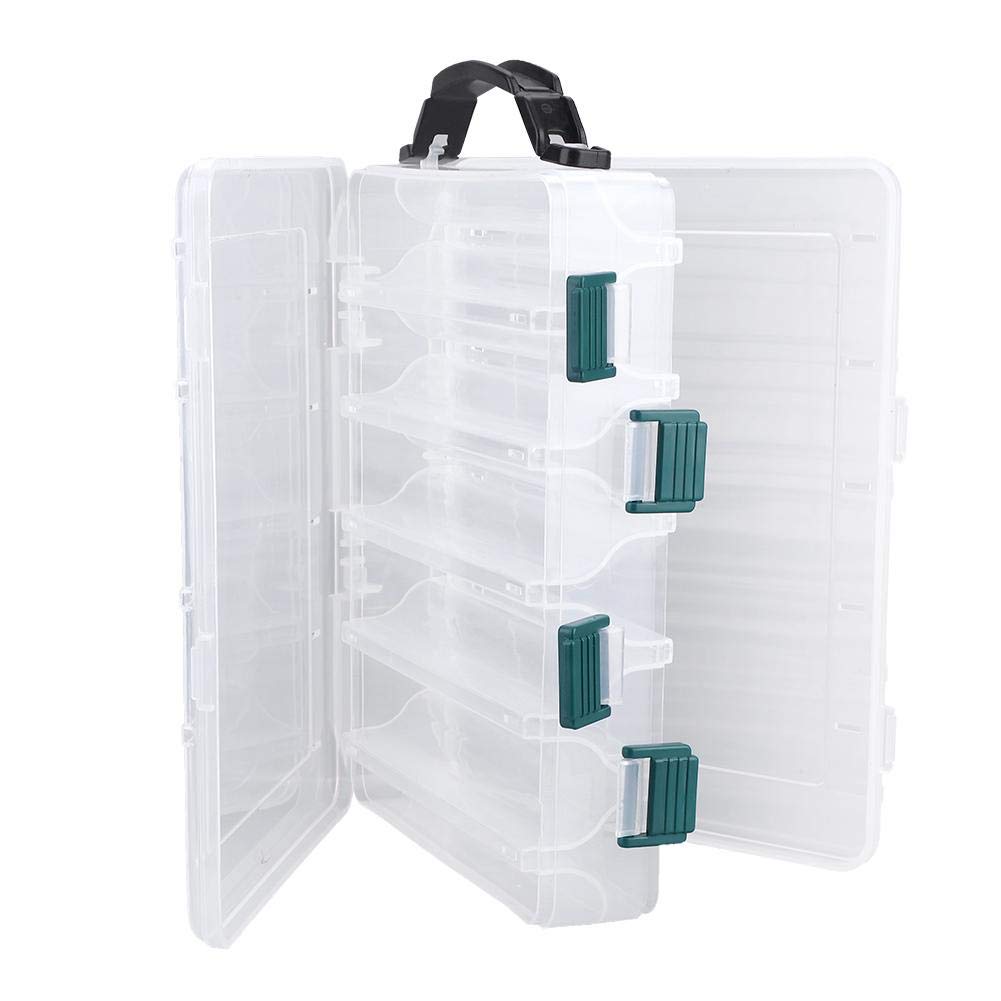 Ejoyous Double Sided 14/10 Compartments Fishing Tackle Box Organizer - Waterproof Lure Storage Case with Adjustable Dividers for Bass, Trout & Saltwater Fishing Gear | Perfect for Boat, Kayak & Shore Fishing