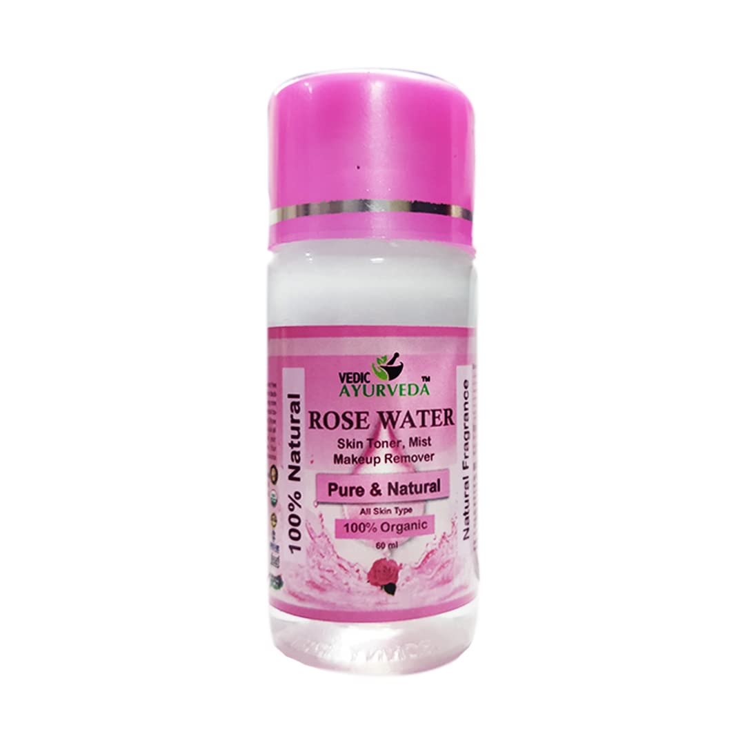 VEDICAYURVEDA Pure Rose Water for Skin Care - Hydrating Face Toner, Brightening & Glowing Skin, Natural Makeup Remover (Pack of 4) | Perfect for Daily Skincare Routine & Post-Makeup Refreshment
