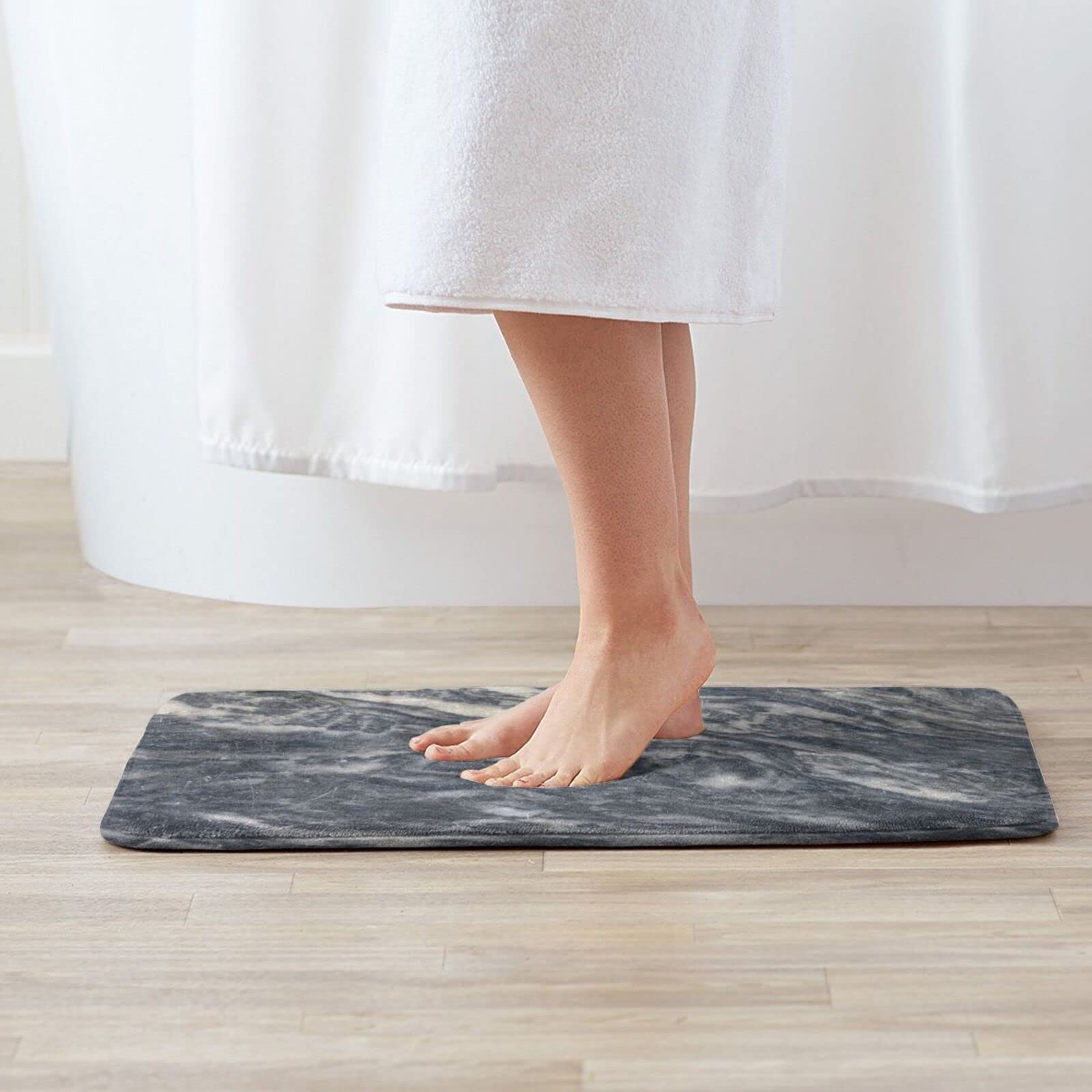 Marble Print Non-Slip Bathroom Rug - Super Soft Microfiber Bath Mat, Water Absorbent & Washable (15.7x23.5 Inch) - Perfect for Bathroom, Kitchen & Entryway Floor Decor