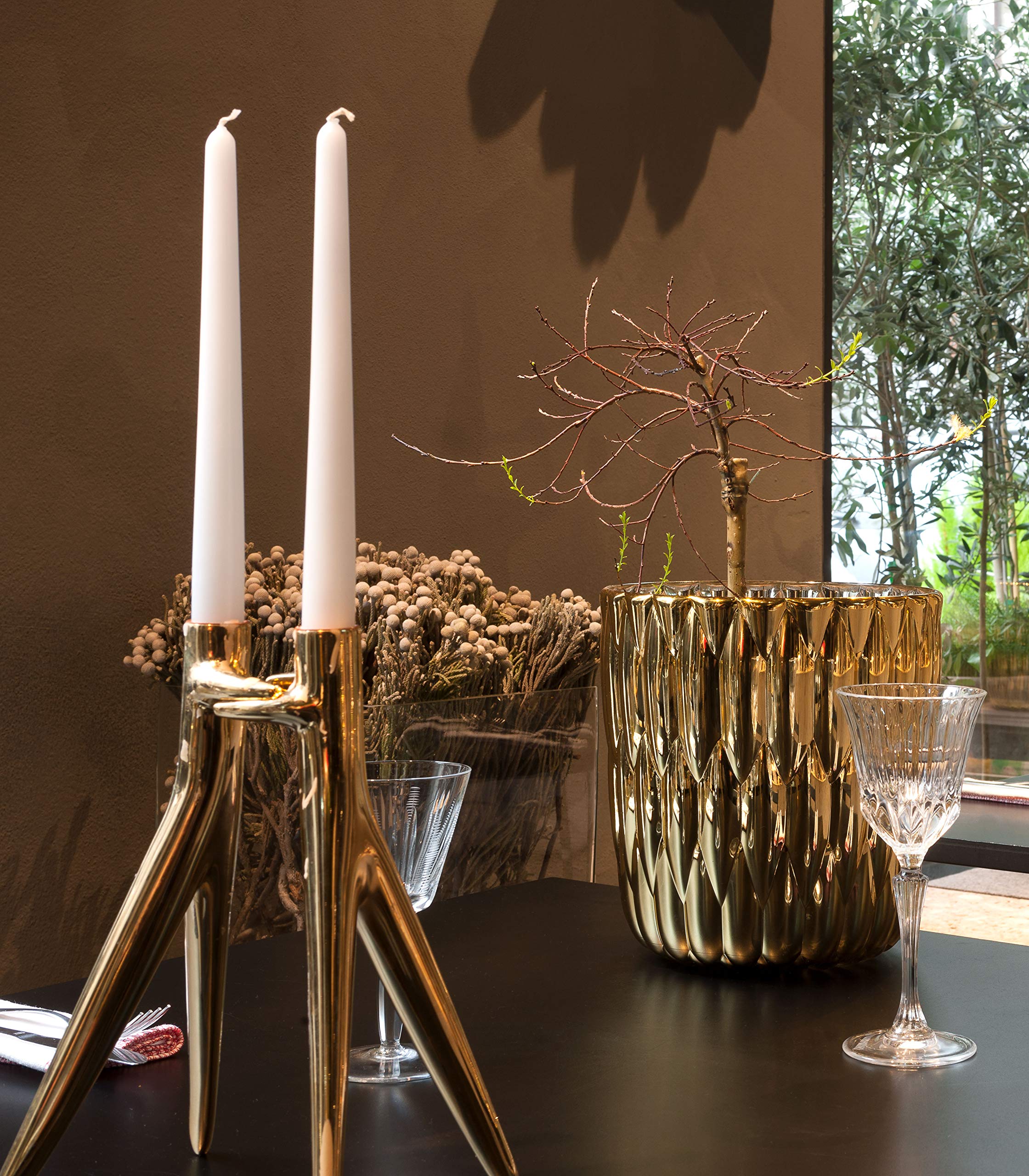 Kartell Jelly Vase by Patricia Urquiola - Set of 2 Modern Metallic Gold Glass Vases for Home Decor, Wedding Centerpieces & Luxury Gift Giving