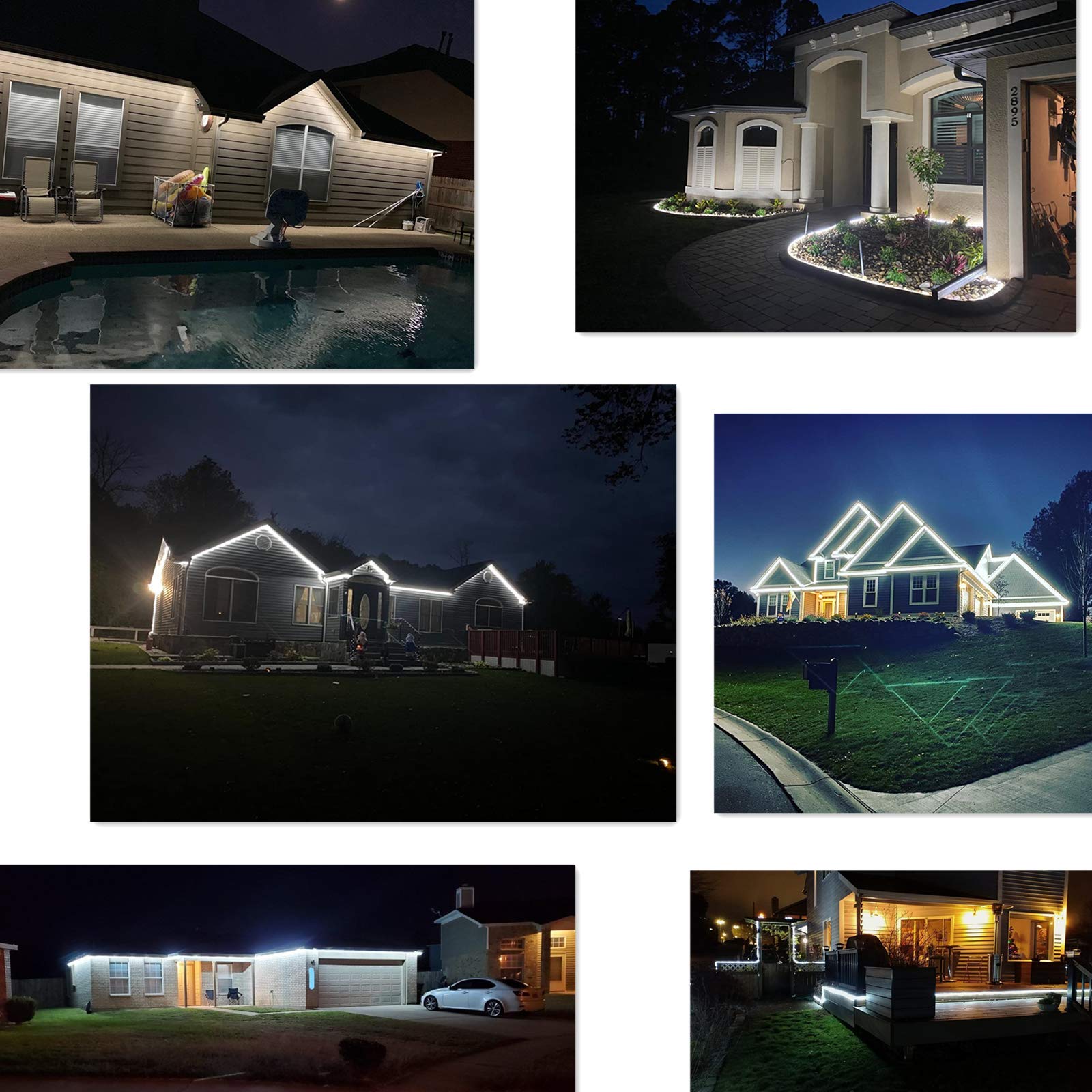 100ft Waterproof LED Rope Lights for Outdoor & Indoor Use - 110V Cold White String Lights for Eaves, Backyards, Garden, Deck & Christmas Decorations - Perfect for Patio Lighting, Holiday Displays & Landscape Accents