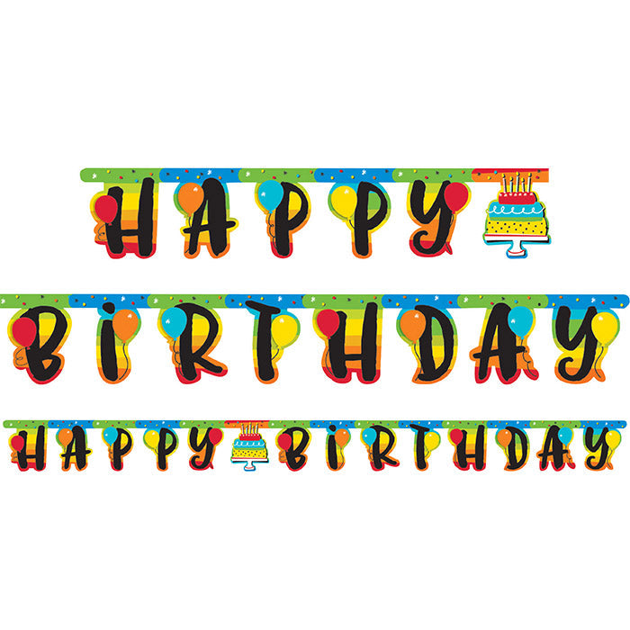 12-Piece Bulk Rainbow Cake Party Banners - Colorful Birthday & Celebration Decorations for Weddings, Baby Showers, and Festive Events