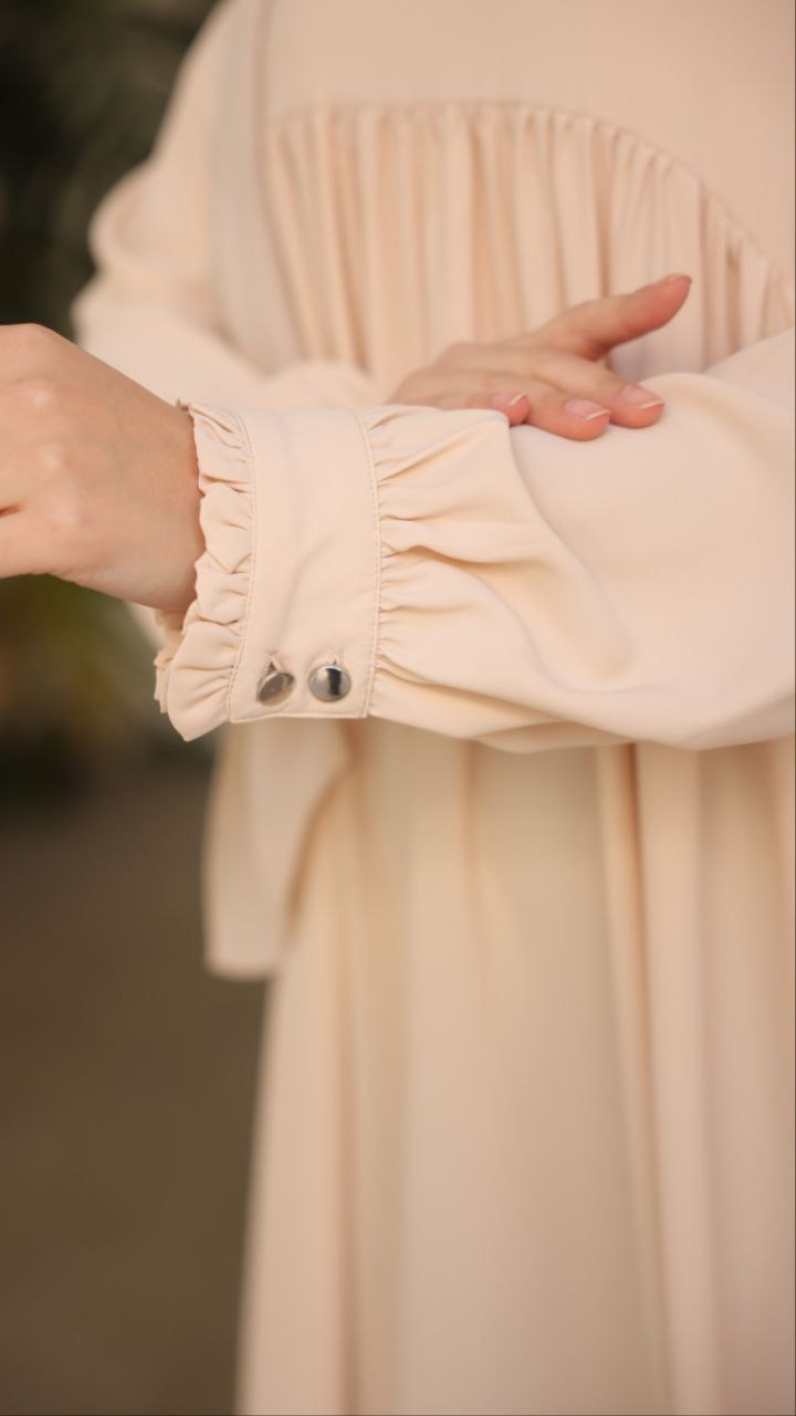 Elegant Gathered Sleeve Long Maxi Abaya Dress for Women - Modest Islamic Clothing for Prayer, Special Occasions & Everyday Wear