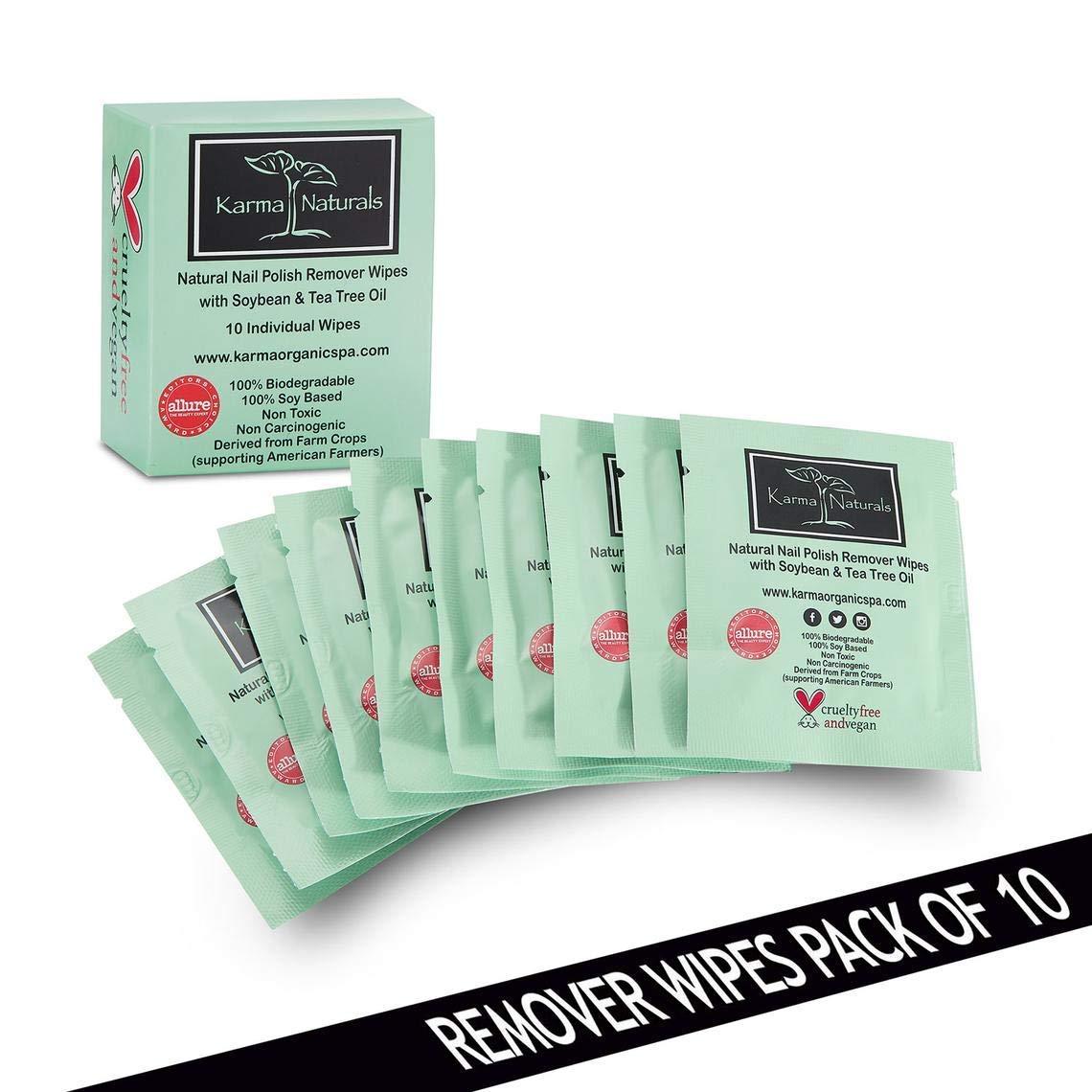 Organic Nail Polish Remover Wipes Set - 10 Lavender & 10 Tea Tree Infused Wipes for Gentle Nail Care | At-Home Manicures, Travel & Salon Use