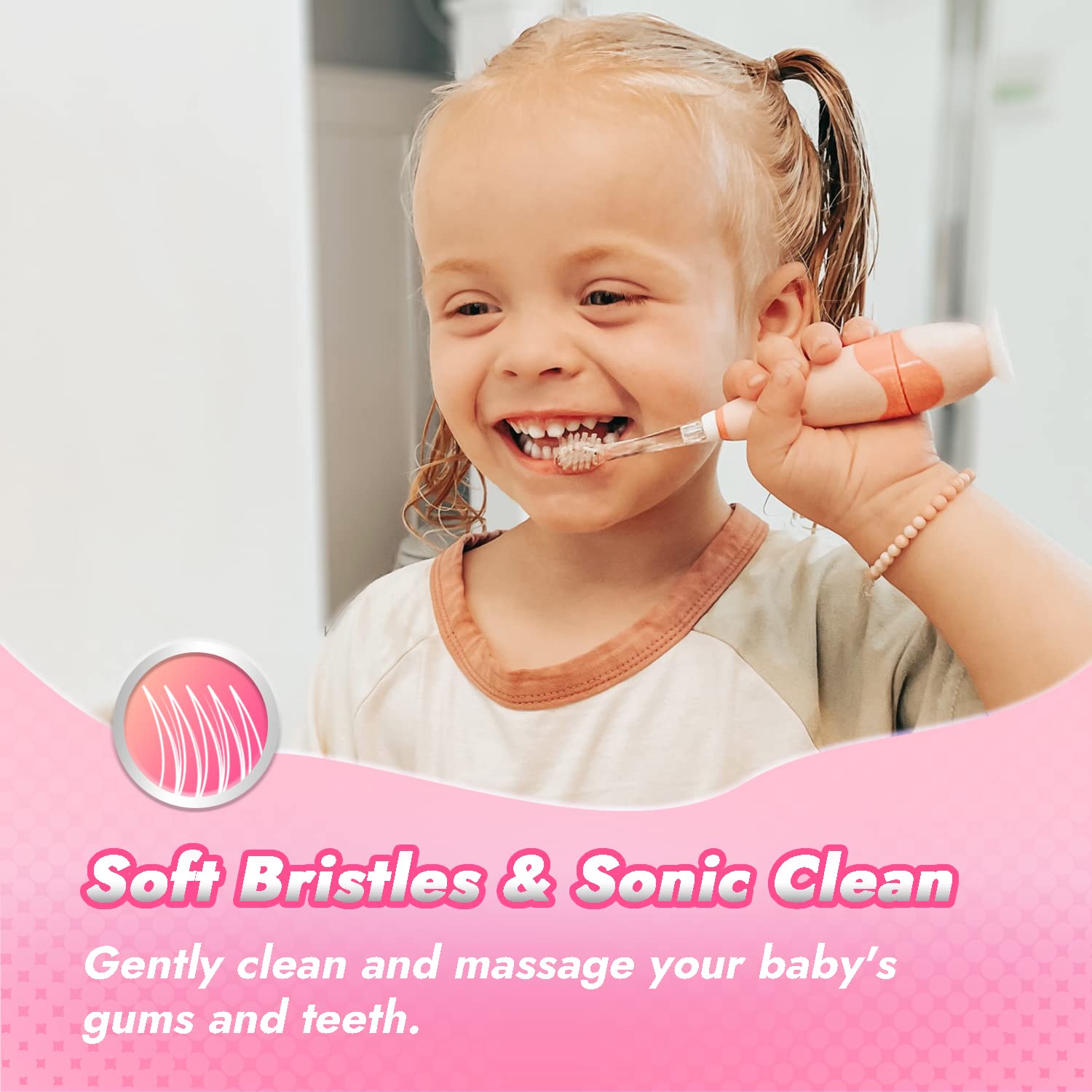 **Papablic Sonic Electric Toothbrush for Toddlers (Ages 1-3) – Kids Electric Toothbrush with Unicorn Cover, LED Timer & 4 Brush Heads – Gentle Cleaning for Baby Teeth – Perfect for Home & Travel Use**