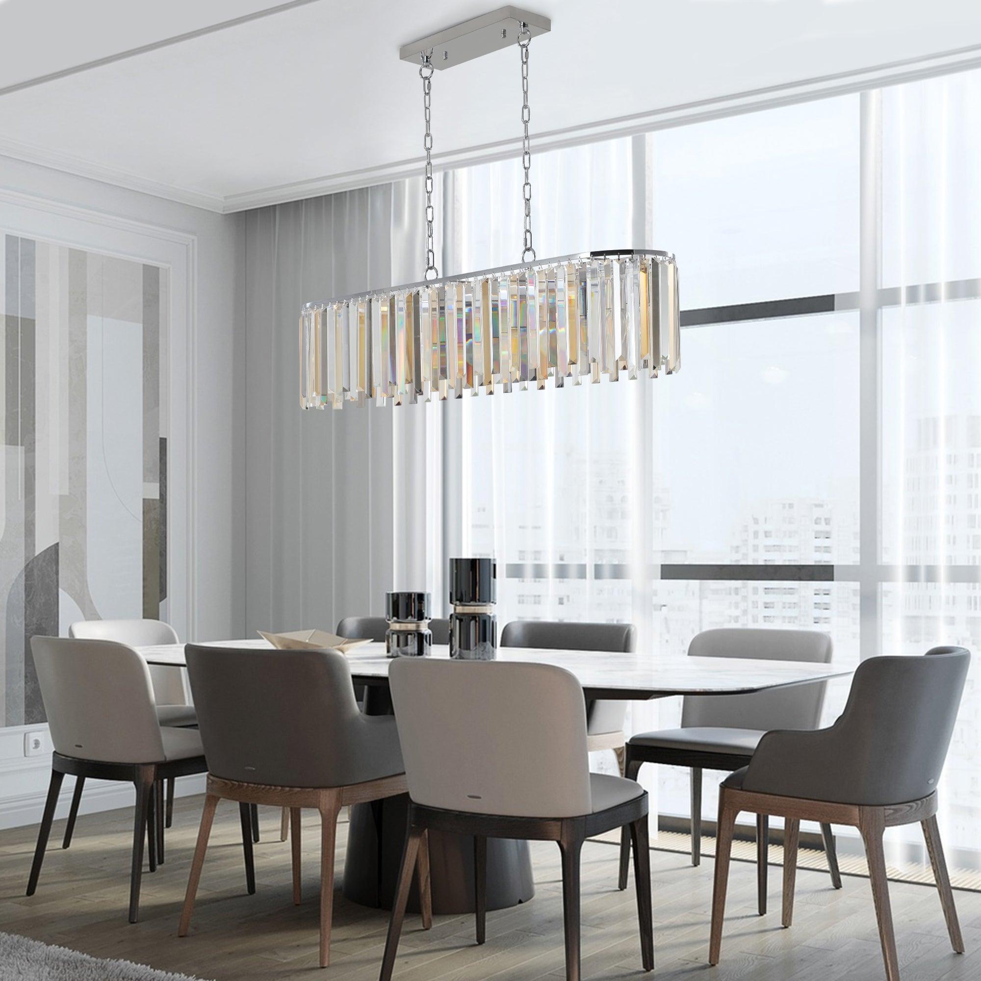 Elegant 39-Inch Crystal Ceiling Chandelier with Metal Frame & K9 Crystals - Perfect for Dining Room, Living Room, or Bedroom Lighting Decor