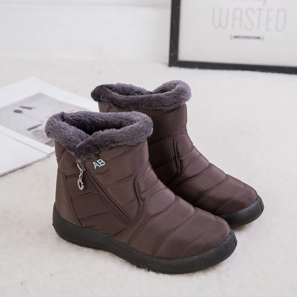 Women's Winter Snow Boots - Fur Lined Waterproof Ankle Booties with Slip-Resistant Sole | Warm Slip-On Shoes for Snowy Weather, Outdoor Activities & Casual Wear