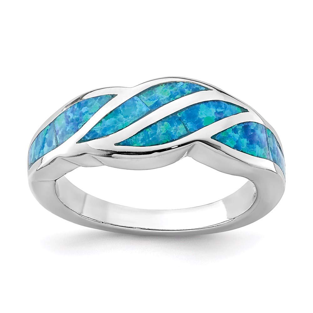 925 Sterling Silver Blue Opal Inlay Ring for Women - Handmade Fine Jewelry, Dainty Stackable Band, Unique Gift for Her - Perfect for Birthdays, Anniversaries & Everyday Elegance