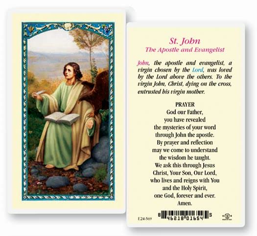 St. John The Evangelist Laminated Catholic Prayer Cards - Pack of 25 with Prayer on Back - Perfect for Religious Devotion, Bible Study & Gift Giving