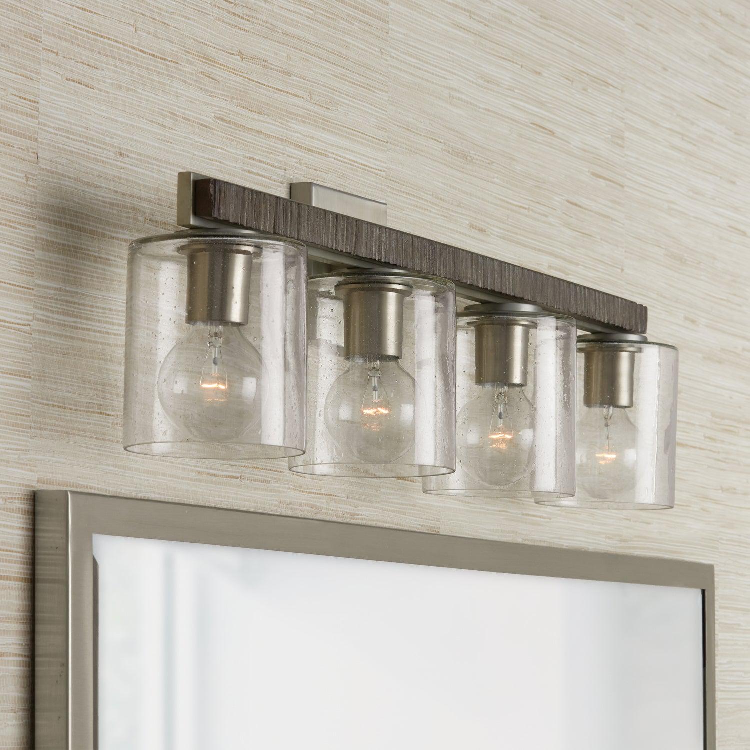 Capital Lighting 4-Light Bathroom Vanity Light Fixture - Modern Brushed Nickel Finish for Bathroom, Powder Room, and Dressing Area Lighting