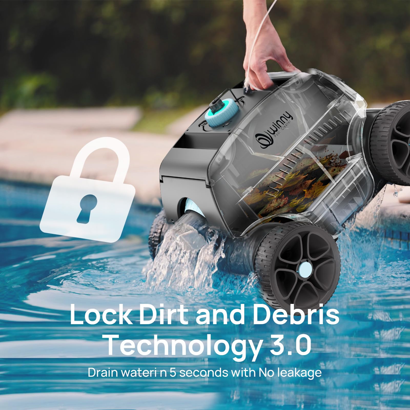 Cordless Robotic Pool Vacuum for Above Ground Pools - Powerful Suction, 130min Runtime, 6600mAh Battery - Cleans Flat Pools Up to 1300 Sq.Ft - Perfect for Backyard, Inground & Residential Swimming Pools