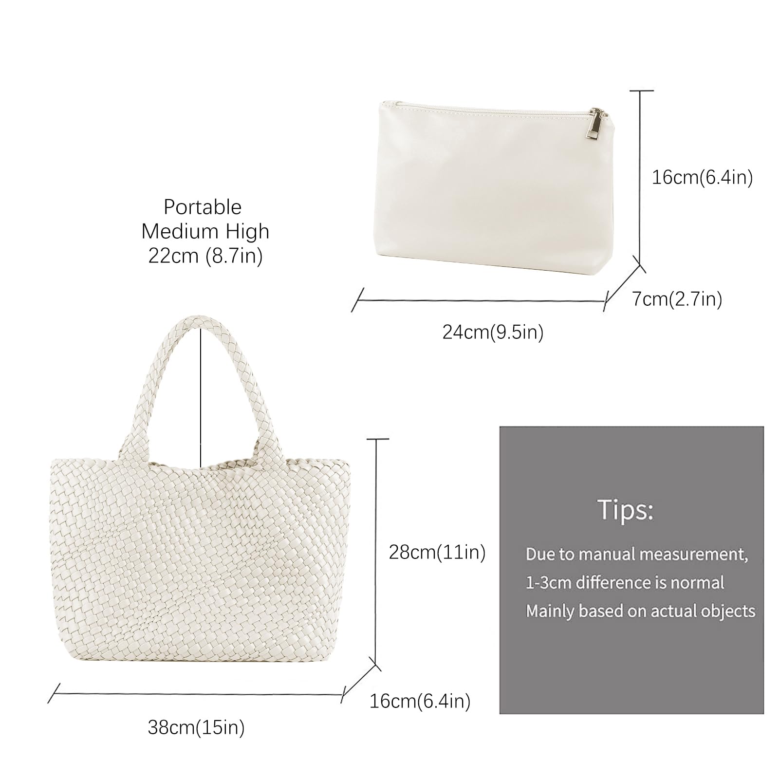 Handmade Woven Vegan Leather Tote Bag for Women - Stylish Shoulder Satchel Purse with Detachable Strap, Perfect for Travel, Work & Everyday Use
