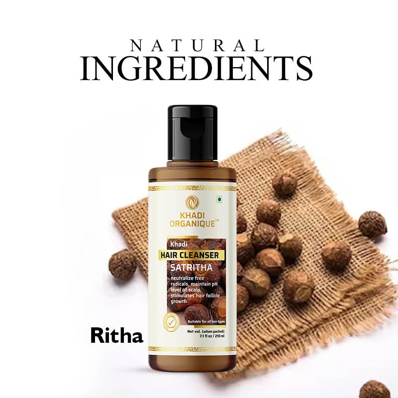 Khadi Organique Satritha Hair Shampoo & Cleanser - 2 Pack | Natural Ayurvedic Hair Care for Dry & Damaged Hair | Perfect for Daily Use & Hair Repair Treatments