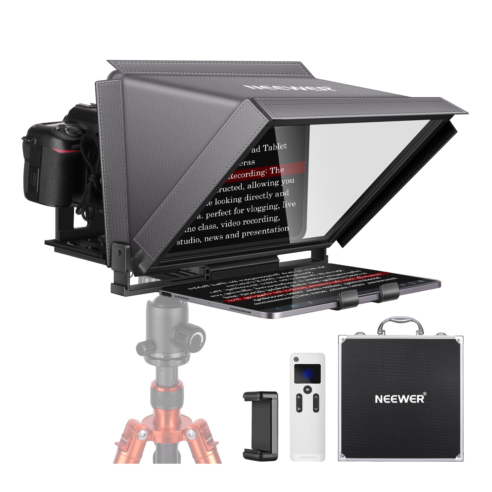 NEEWER X12 Professional Remote Teleprompter for Video Recording, Live Streaming & Presentations – Perfect for YouTubers, Podcasters & Public Speakers