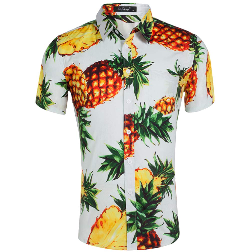 Bestoyard Men's Hawaiian Print Slim Fit Dress Shirt - Breathable Summer Beach Shirt for Vacation, Party & Casual Wear
