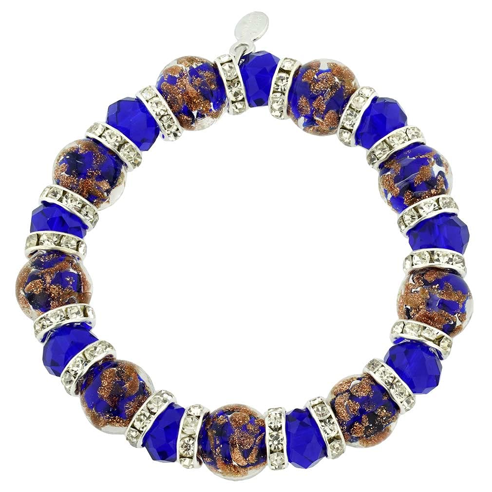 Venetian Murano Glass Symphony Stretch Bracelet - Handmade Italian Blue Glass Jewelry for Women | Perfect for Parties, Weddings & Special Occasions