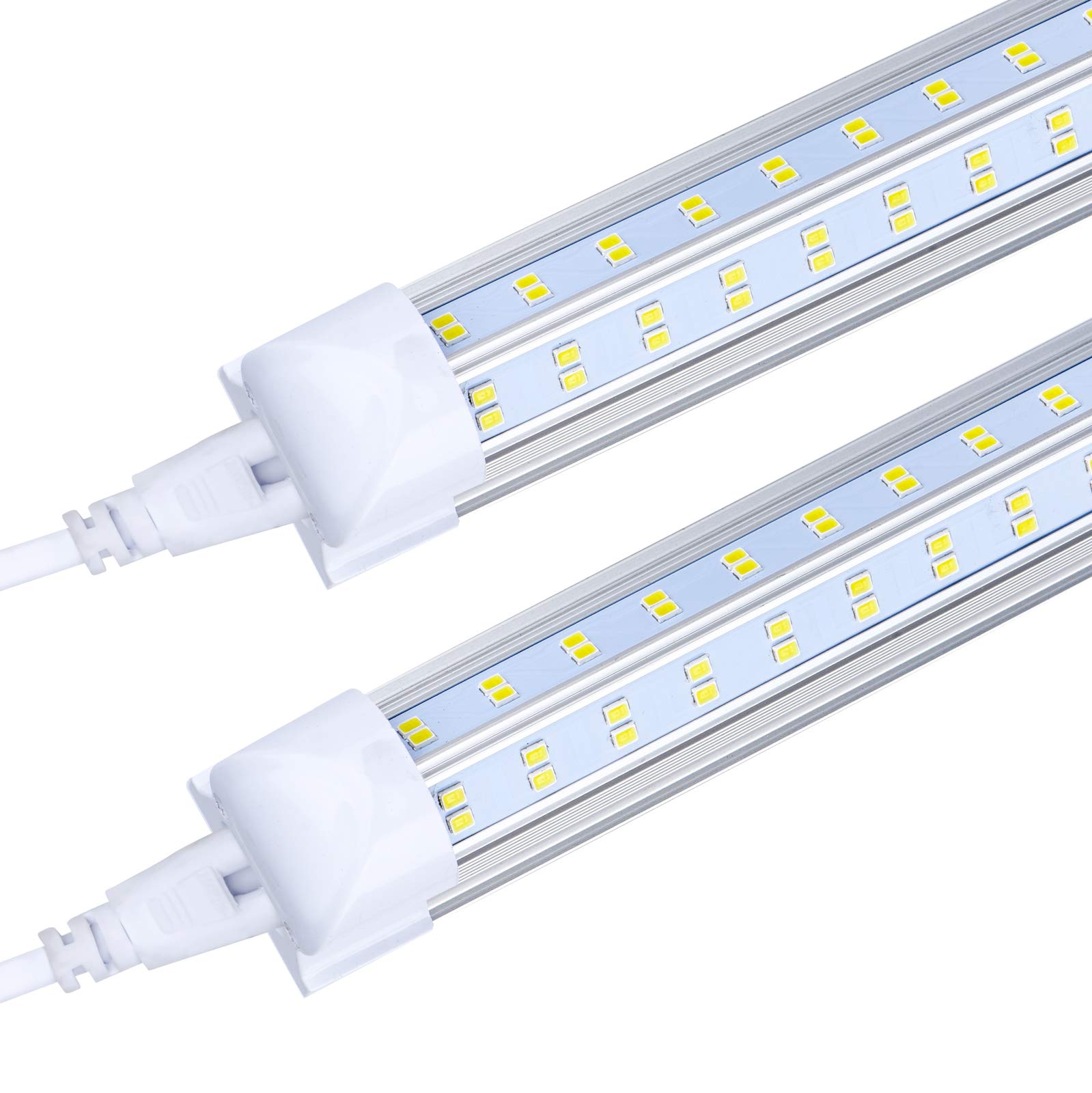4FT LED Shop Light Fixture - 60W 6500lm 5000K Super Bright White - T8 Integrated V-Shape LED Tube Light with On/Off Switch - Plug & Play - High Output Lighting for Garages, Warehouses & Workshops (25 Pack)