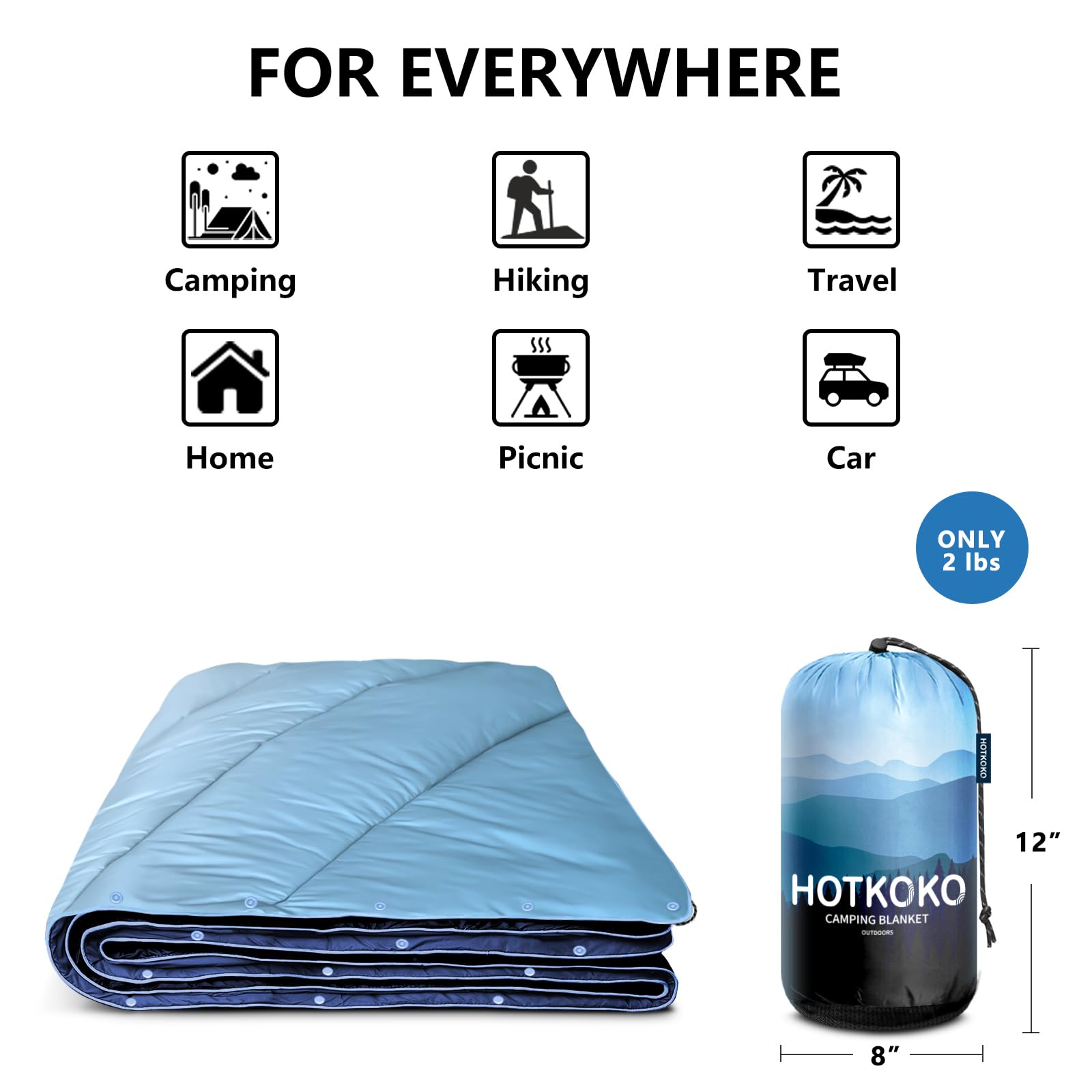 **Puffy Printed Camping Blanket - Lightweight, Packable Outdoor Blanket for Camping, Hiking, Picnics, Travel & Stadium Events - Perfect for Backpacking, Beach Days & Outdoor Adventures**