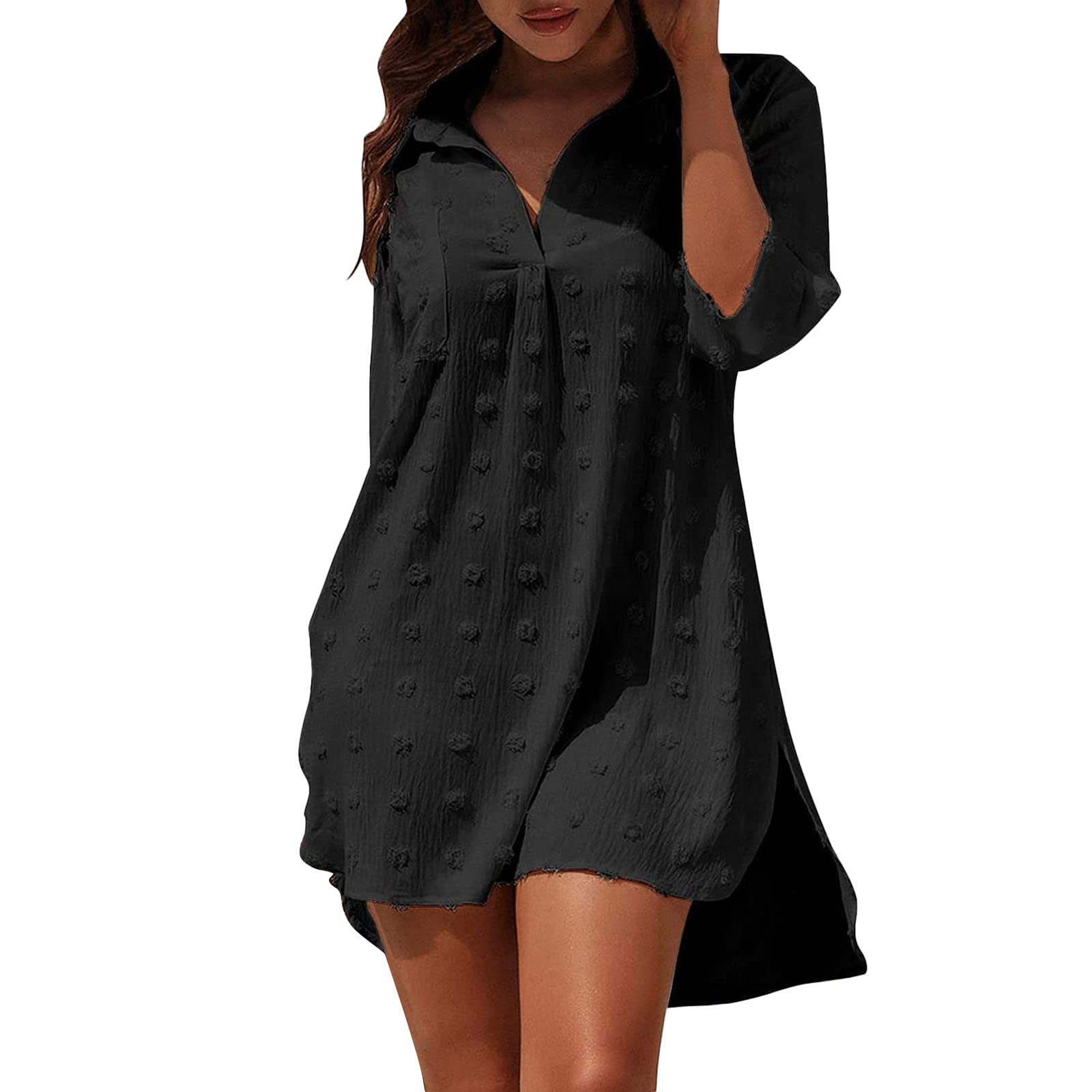 Twoker Women's Summer Beach Cover Up Dress - Bikini Swimwear Wrap, Black Shift Dress for Pool, Vacation & Holiday Outfits | Perfect for Beach Parties, Resorts & Tropical Getaways