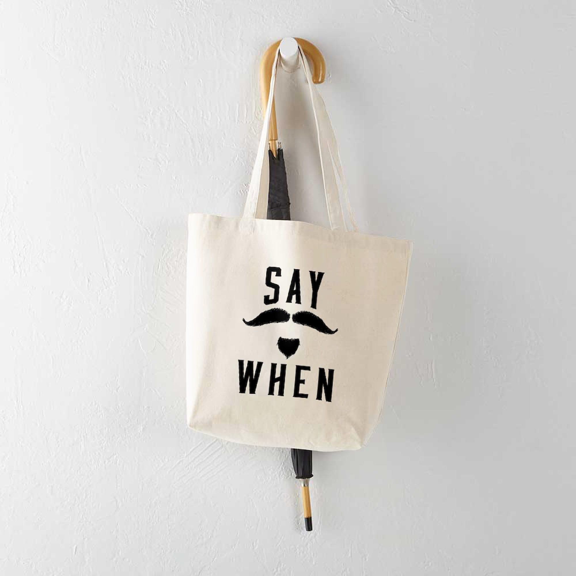 Eco-Friendly Natural Canvas Tote Bag - Reusable Shopping Bag with 'Say When' Print | Perfect for Groceries, Beach Trips & Everyday Use