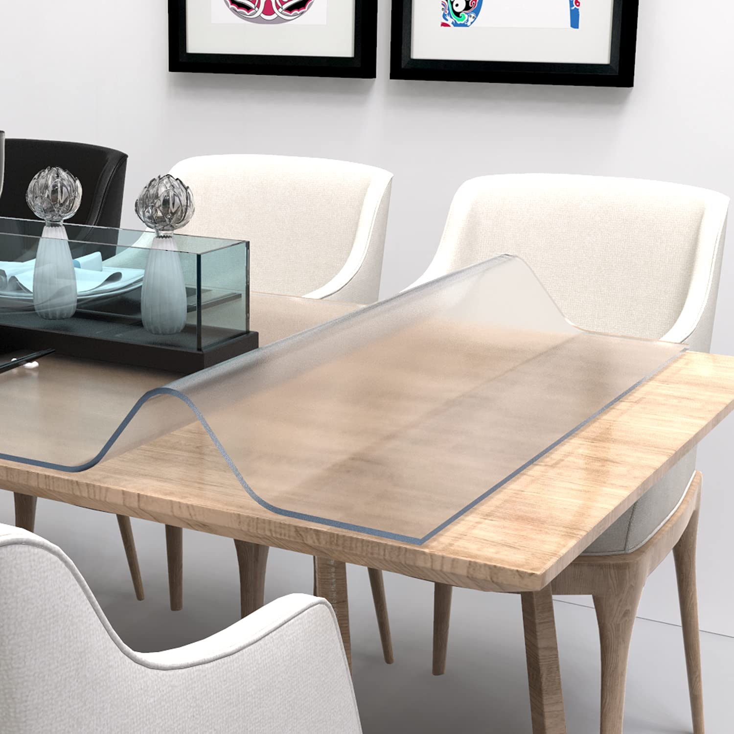 ETECHMART 42 x 60 Inches Frosted PVC Table Cover Protector - 1.5mm Thick Non-Slip Desk Pad, Waterproof Vinyl Tablecloth for Marble & Glass Tables - Perfect for Dining Room, Office, Party & Outdoor Use