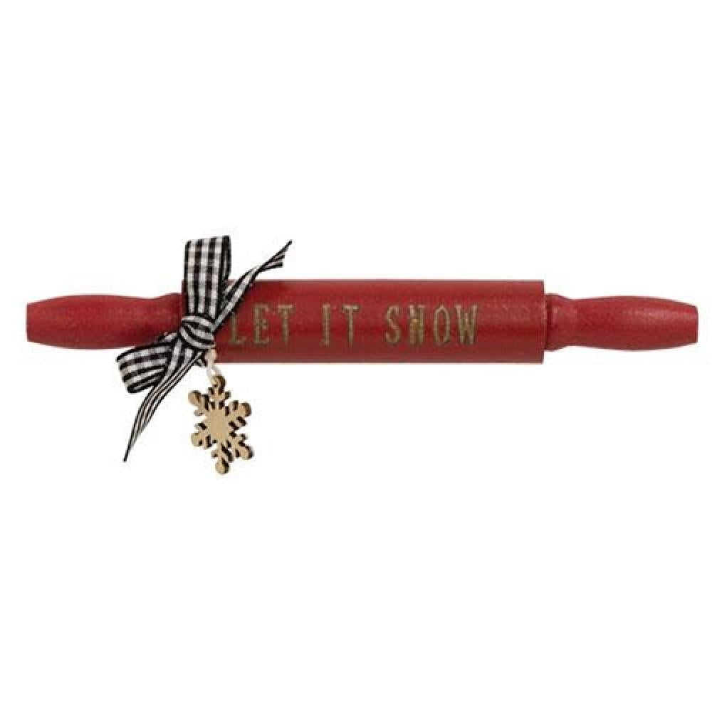 Let It Snow Wooden Rolling Pin - Holiday Cookie Dough Roller for Christmas Baking & DIY Crafts - Perfect for Festive Cookies, Gingerbread, and Pie Crusts