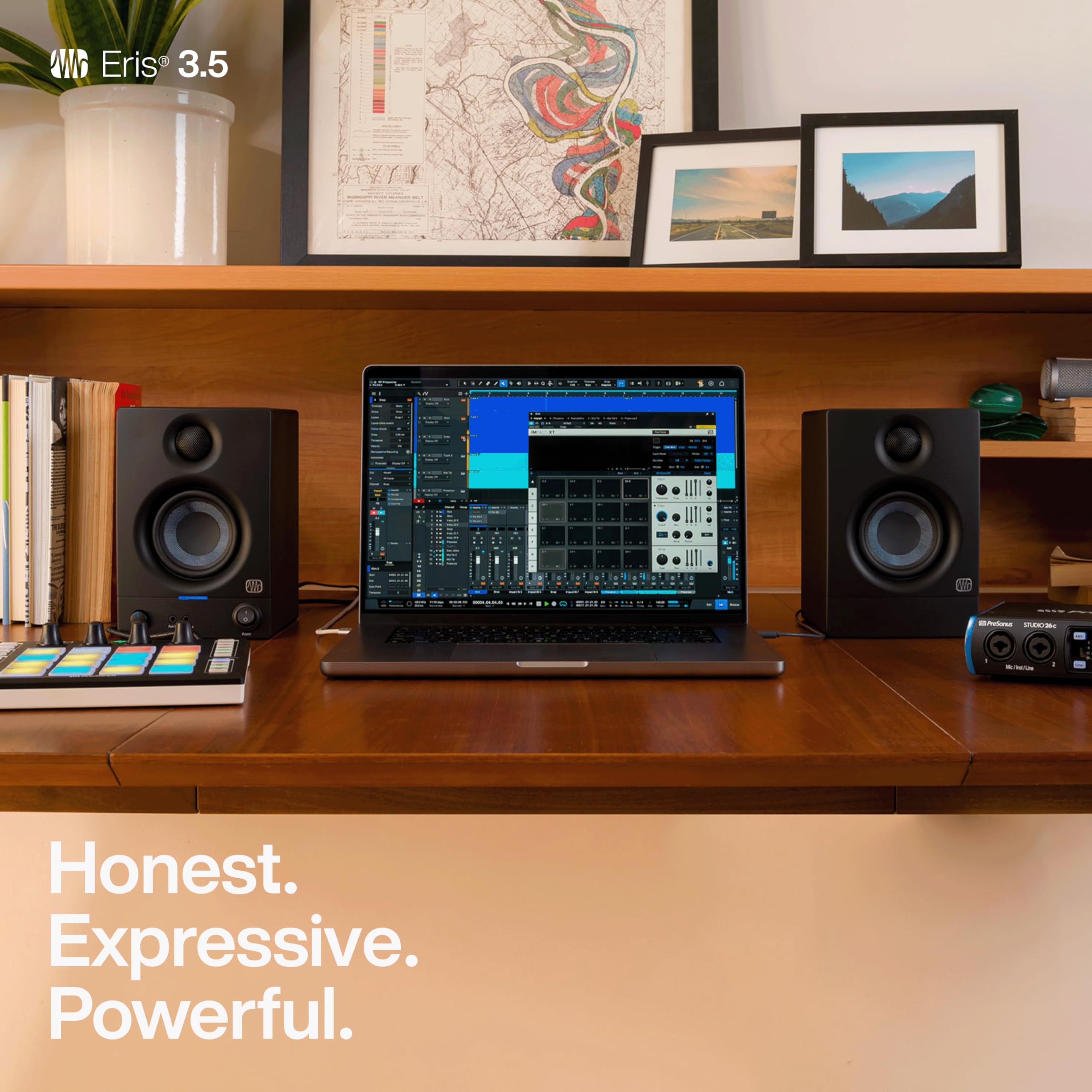 PreSonus Eris 3.5 Studio Monitors Pair - Active Nearfield Studio Monitors for Music Production, Home Recording, Gaming & Hi-Fi Audio - Perfect for Desktop Computers, Home Studios & Small Spaces